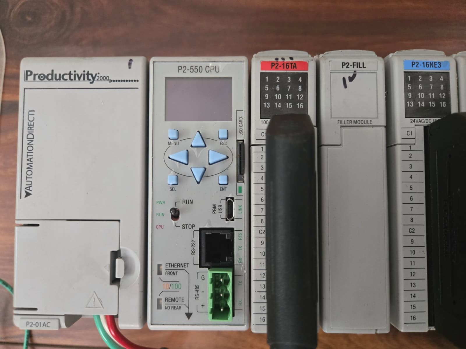 AutomationDirect Productivity2000 P2-550 CPU + P2-PWR + I/O Modules PLC