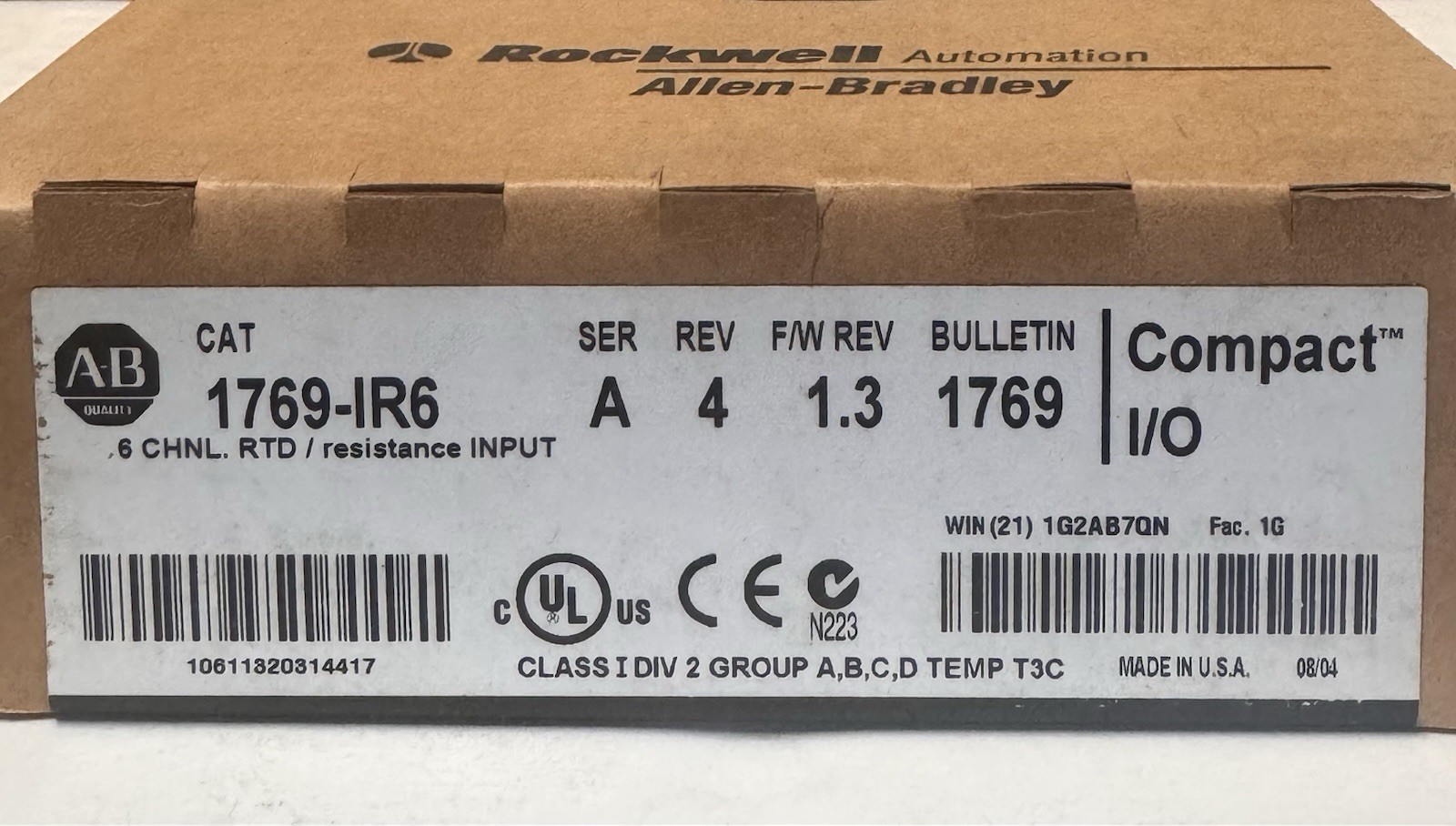 Allen Bradley 1769-IR6 CompactLogix 6-Channel RTD Temperature Input Module SER A