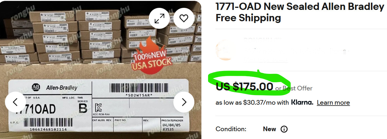 Allen Bradley 1771-OAD PLC 5 AC Output 1771-0AD 1771OAD NEW NOS [C6S1]
