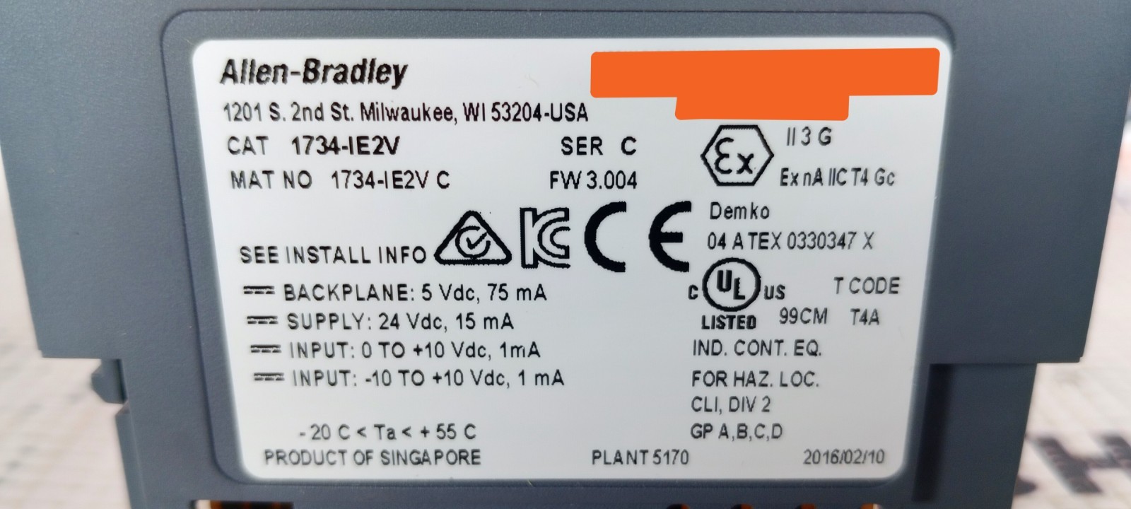 Allen Bradley 1734-IE2V /C POINT I/O 2-Ch Voltage Input Module