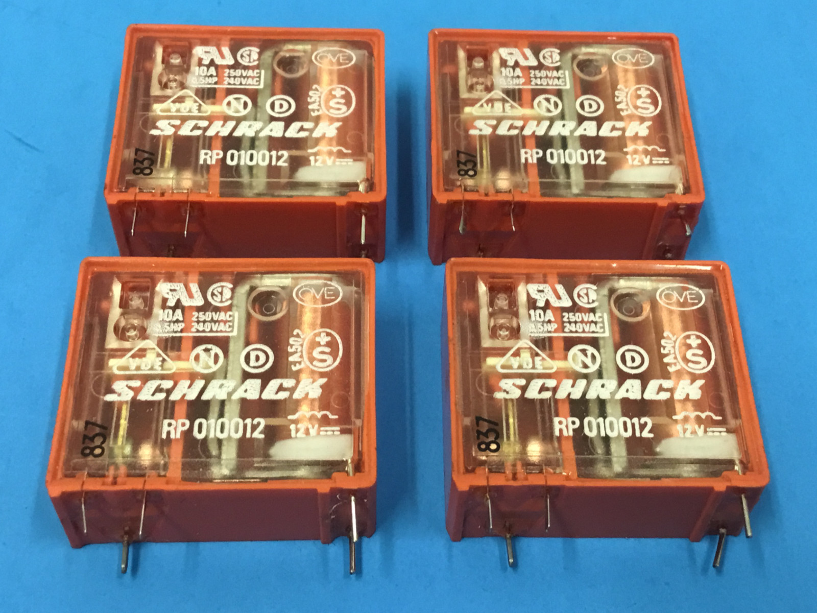 SCHRACK Relay – P/N: RP010012 – 10 A – 250 VAC – LOT OF (4) – NEW
