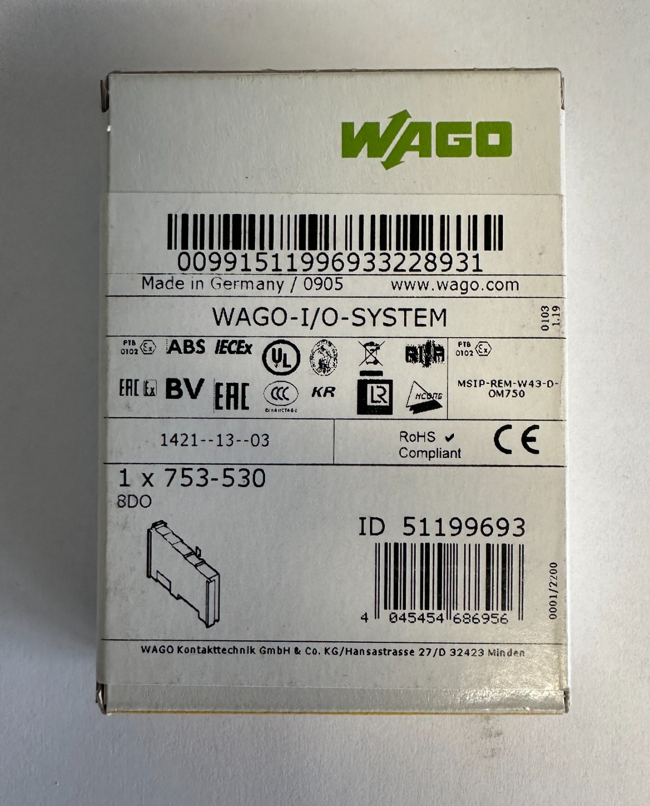 WAGO 753-530 8 Channel Digital Output Module