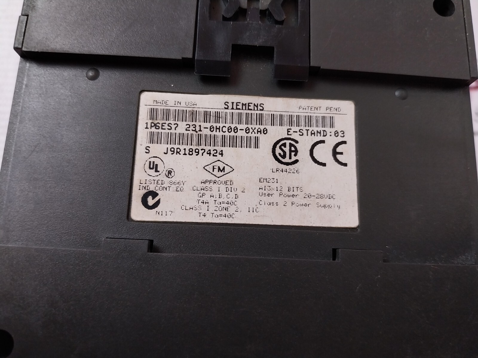 Siemens EM231 6ES7 231-0HC00-0XA0 Analog Input Module