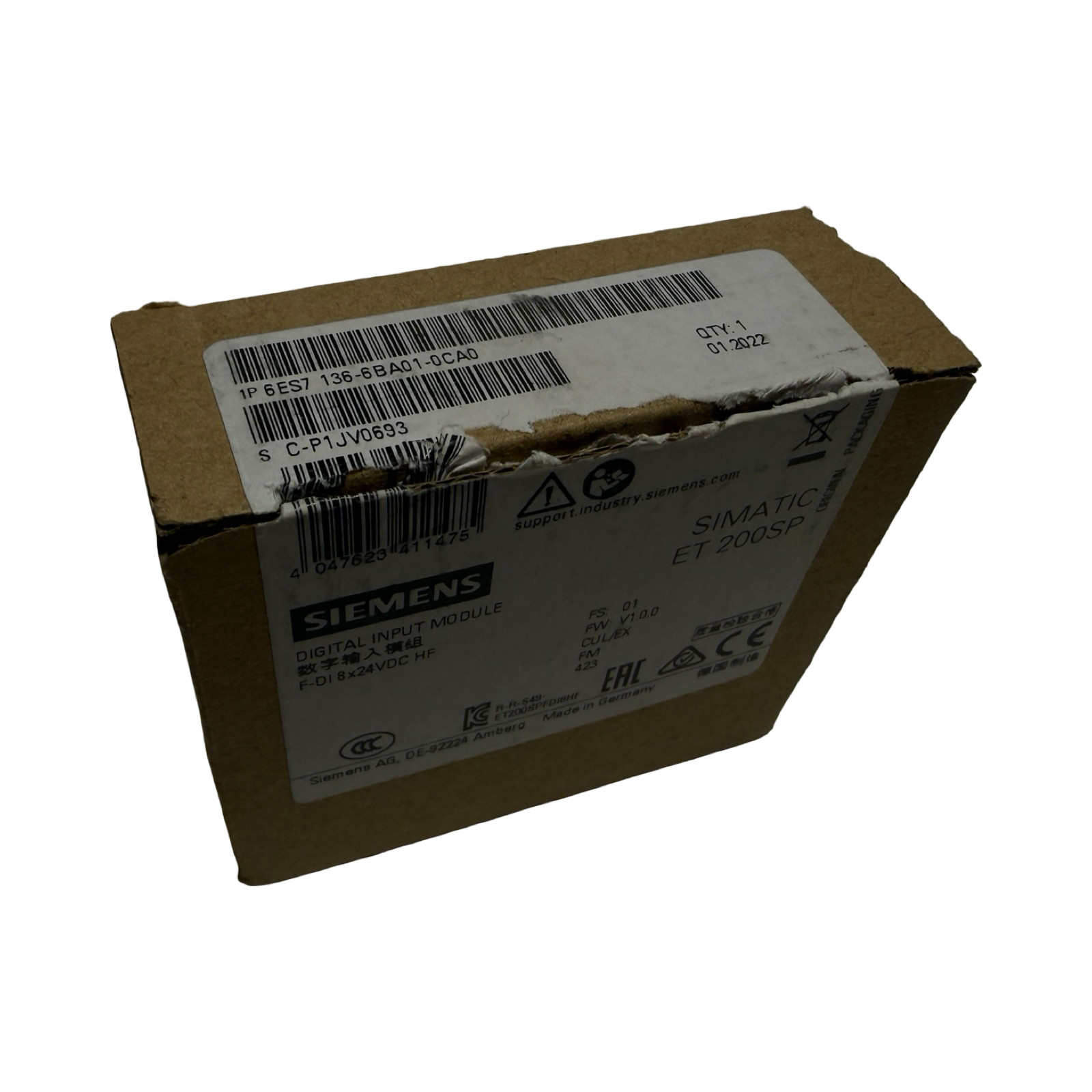 Siemens 6ES7 136-6BA01-0CA0 ET 200SP F-DI 8x24VDC HF Failsafe Digital Input
