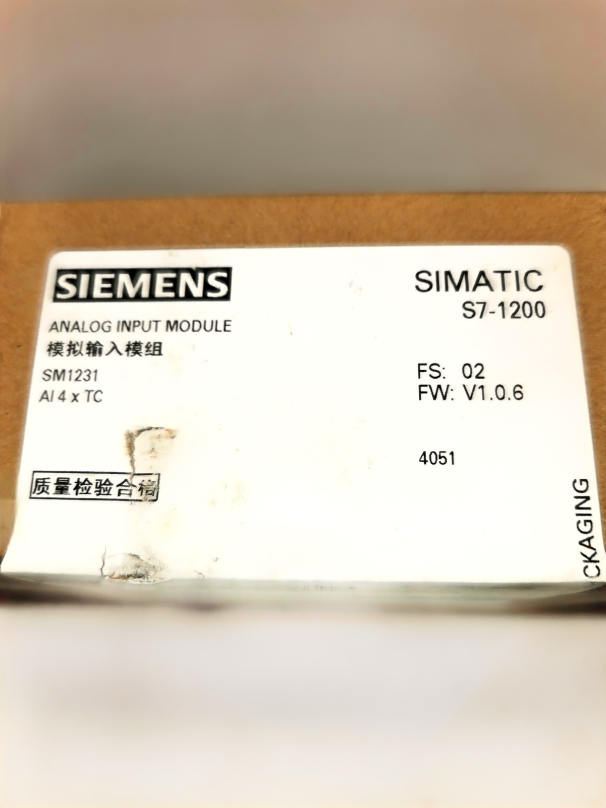 Siemens SIMATIC S7-1200 Analog Input Module 6ES7231-5QD32-0XB0 NIB