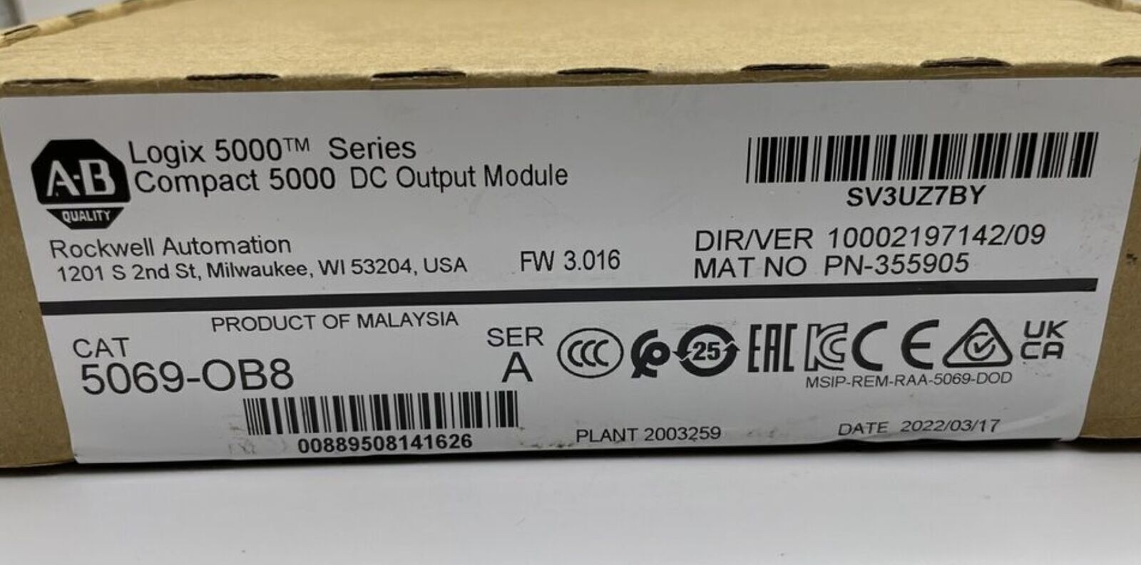 AB 5069-OB8 Compact 5000 DC Output Module 5069OB8 Free Shipping