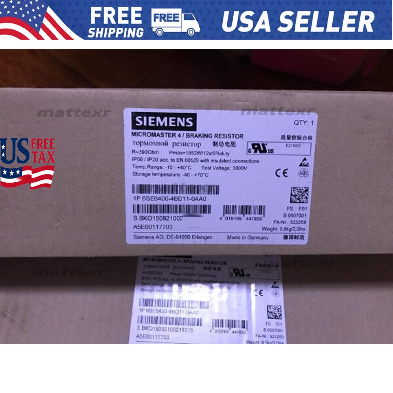New Siemens 6SE6400-4BD11-0AA0 6SE6 400-4BD11-0AA0 MICROMASTER4 Braking resistor