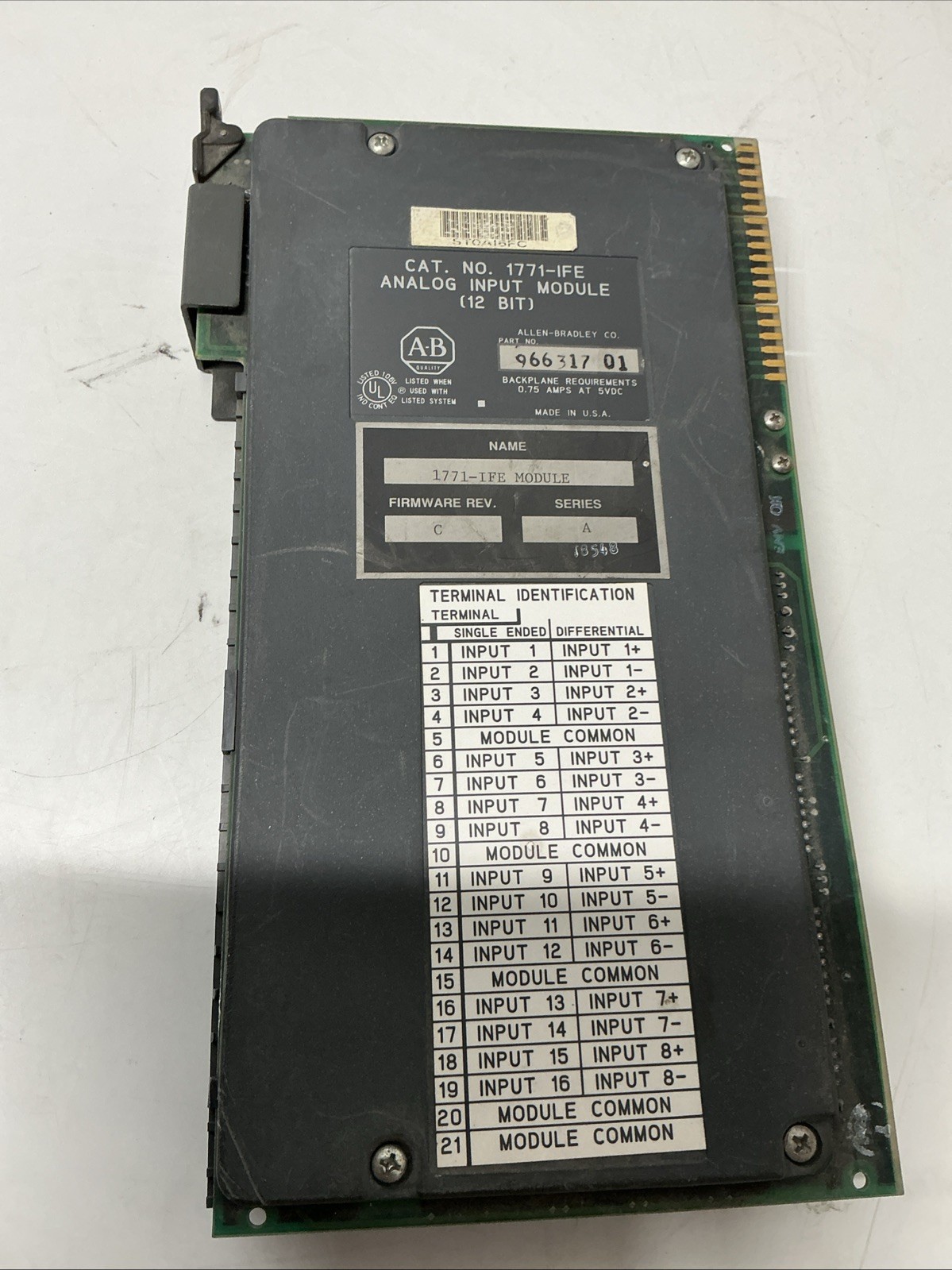 Allen-Bradley 1771-IFE Series A Analog Input Module. Z-709