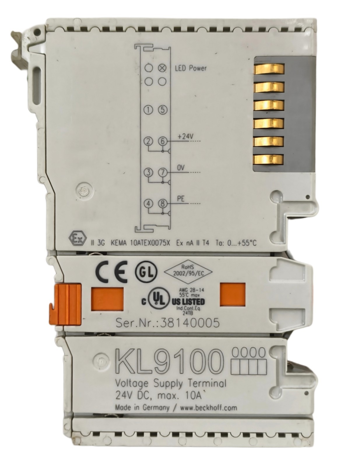 Beckhoff KL9100 Power Feed Voltage Supply Potential 24VDC Terminal