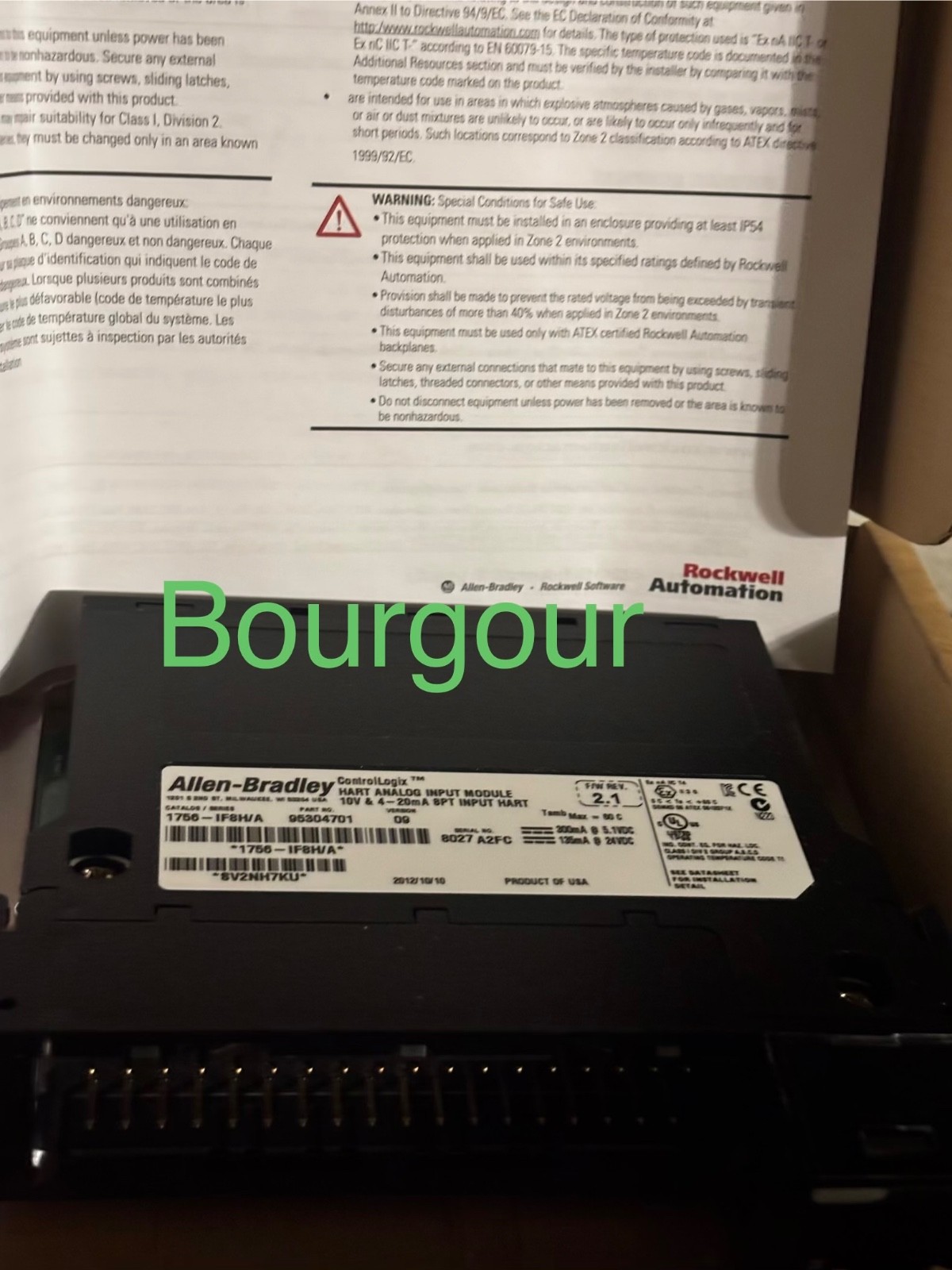 ALLEN BRADLEY 1756-IF8H SER B 1756-1F8H ControlLogix 8 point Analog Input F2025