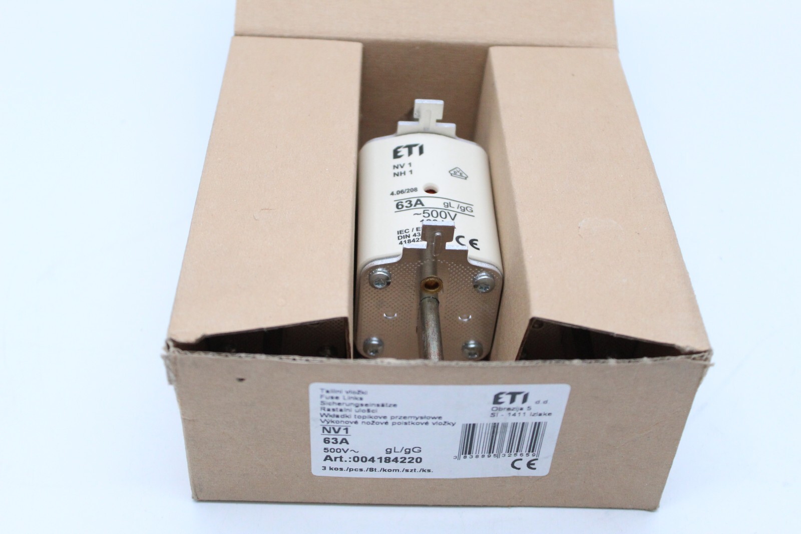 ETI NV1 63A gl/gG 500V 120kA 3pc Pack