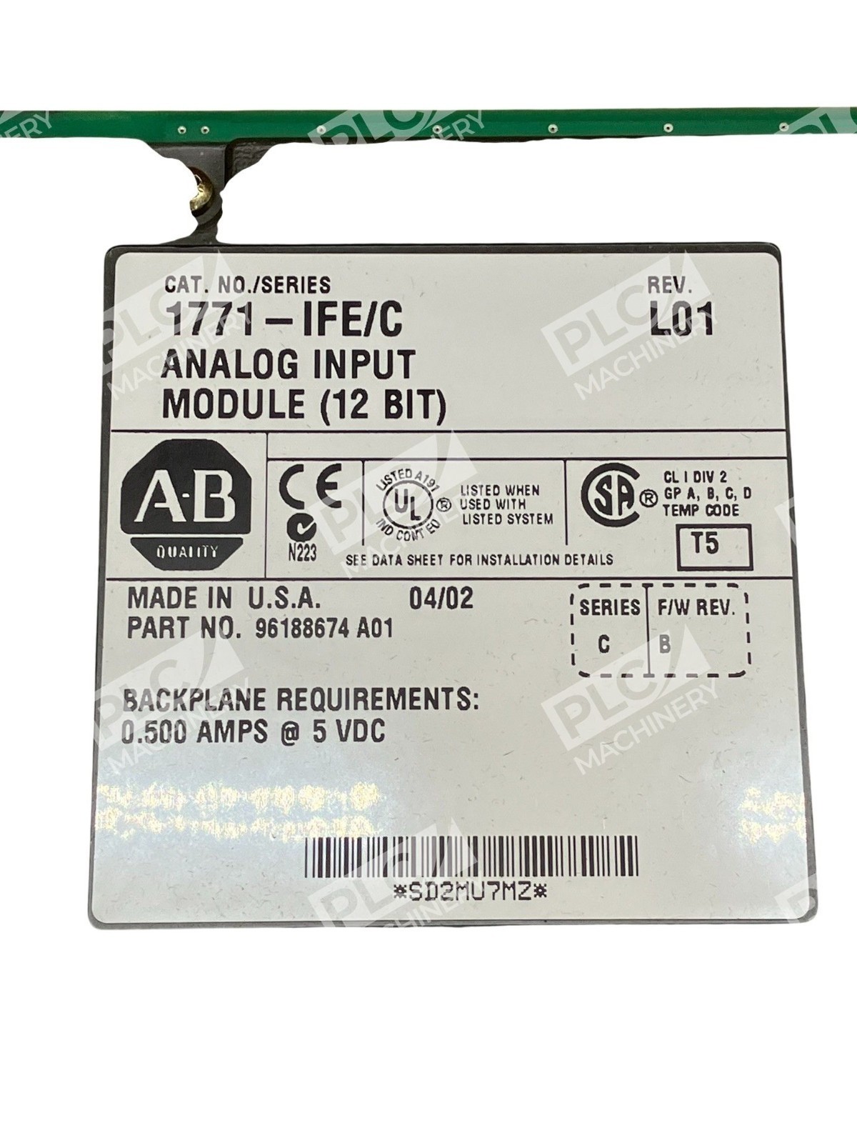 Allen-Bradley 1771-IFE/C Analog Input Module (12 Bit) PLC-5 1771 I/O 0.500A 5VDC