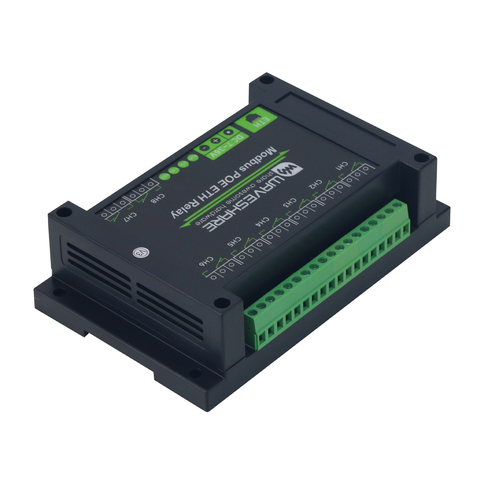 Waveshare Industrial 8CH Ethernet Relay Module Modbus POE ETH Relay for Industry