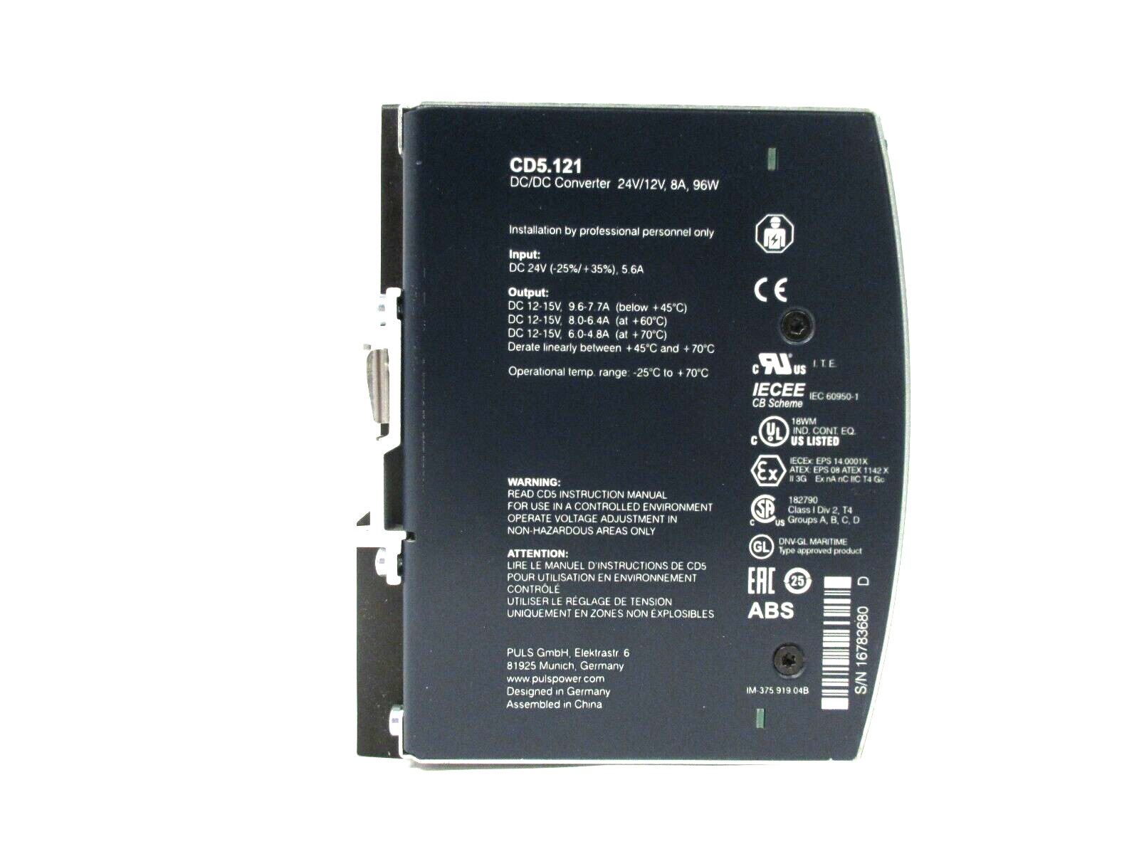 Puls Dimension CD5.121 DC/DC Converter 24V/12V, 8A, 96W