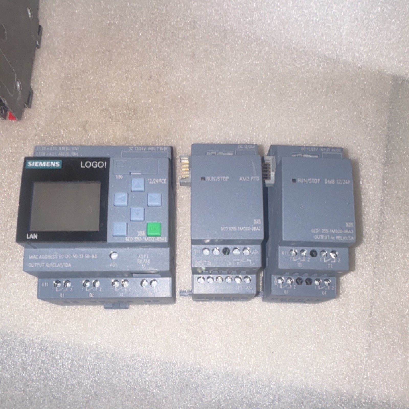 Siemens LOGO! PLC Bundle 6ED1052-1MD00-0BA8 + DM8 12/24R + AM2 RTD Used