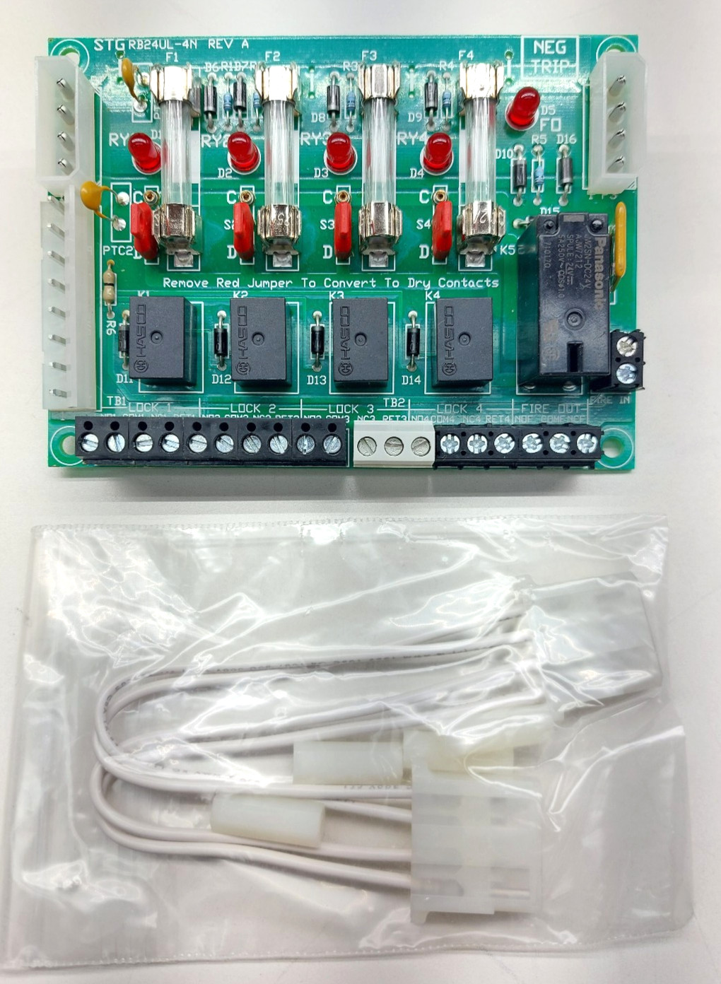 AlarmSaf STG RB24UL-4N Rev A Negative Trip Relay Board