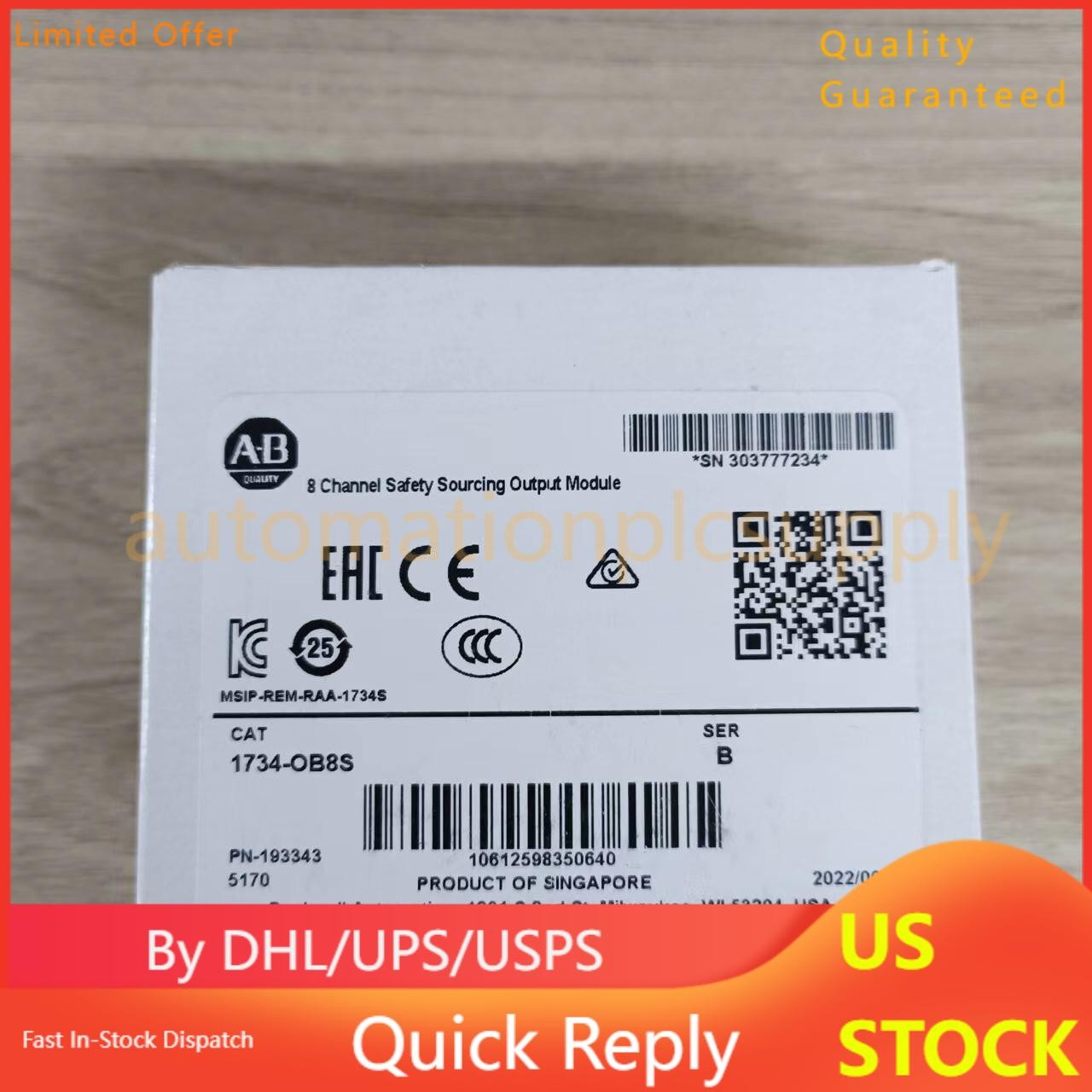 AB 1734-OB8S Point I/O 8 Channel Safety Sourcing Output Module US Free Tax