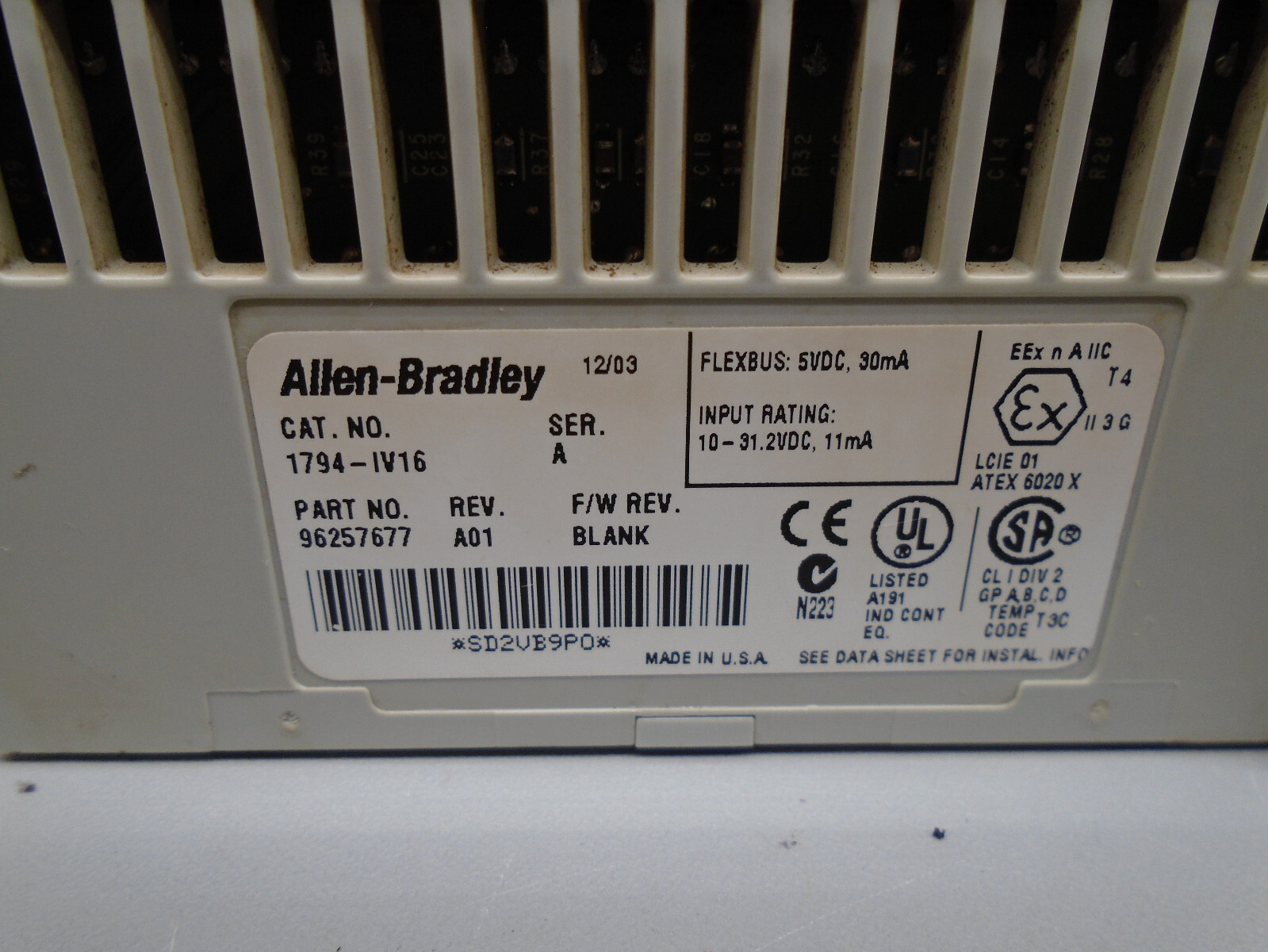 1794-IV16 Allen Bradley Flexlogix DC Source Input Read Description W342