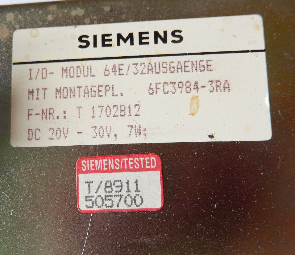 SIEMENS I8O Module 64E/32 Off, 6FC3984-3RA