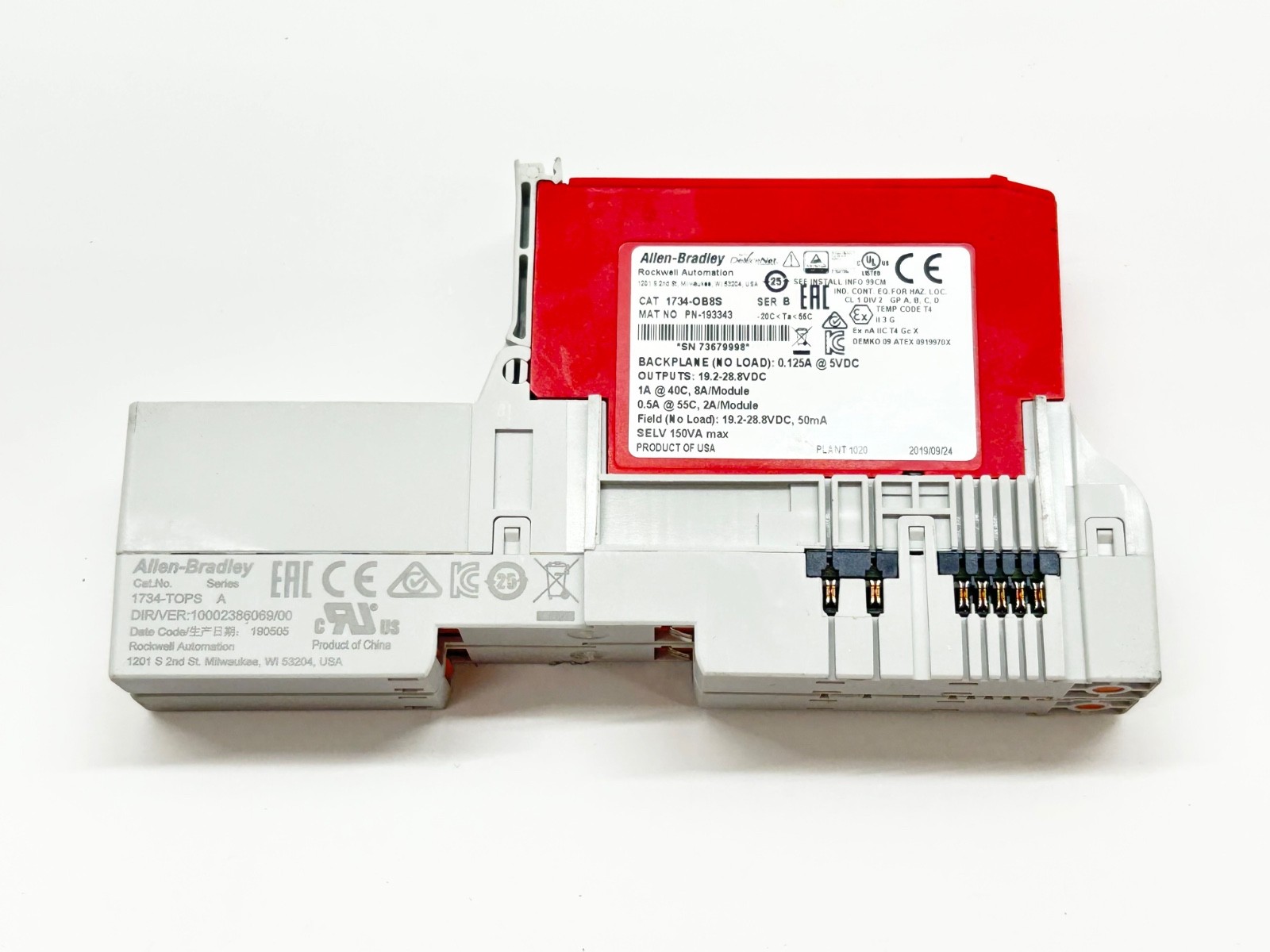Allen Bradley 1734-OB8S POINT Guard I/O Safety Output Module w 1734-TOPS Base