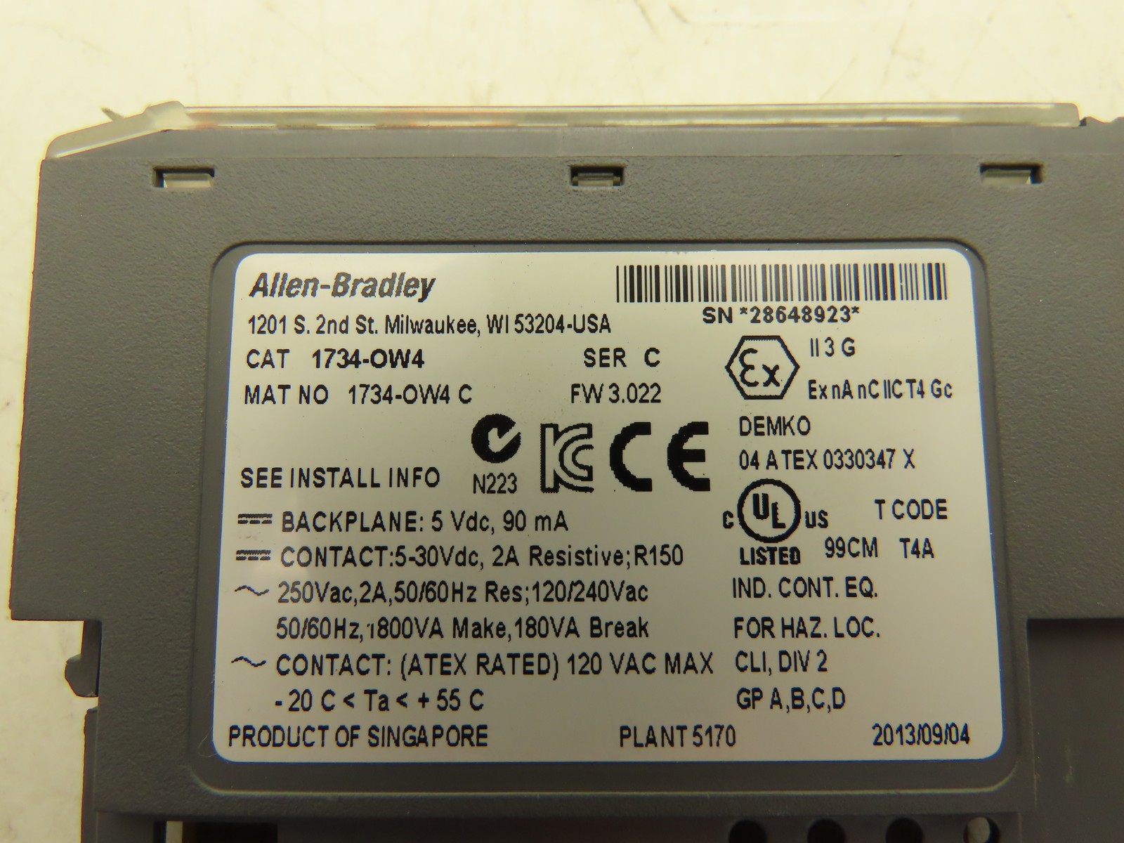 Allen Bradley 1734-OW4 PLC I/O Digital Output Module 24V Ser C FW 3.022 Lot Of 5
