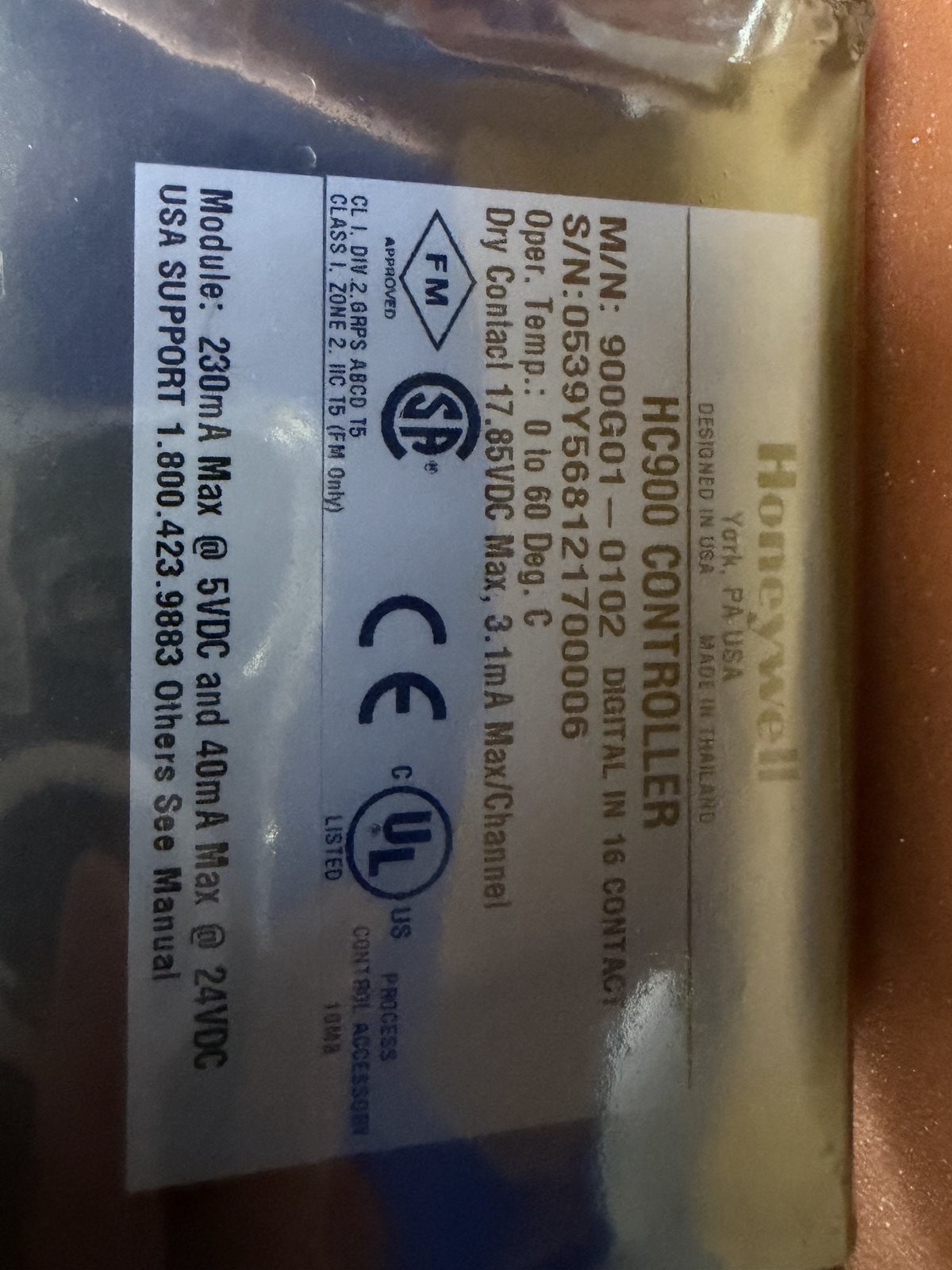 Honeywell 900G01-0102 HC900 Digital Input Module 16-Point Contact DI NEW