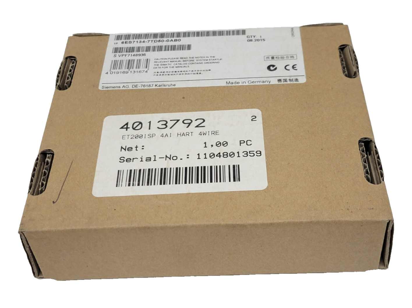New Sealed Siemens 6ES7134-7TD50-0AB0 Analog Input Module 4 AI HART I 4 Wire