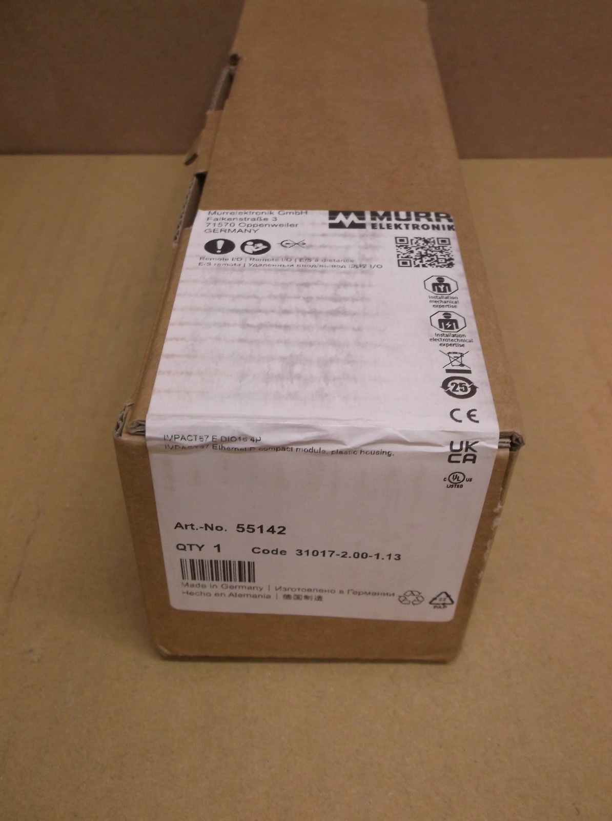 55142 Murr NEW In Box PLC I/O Terminal Block IMPACT67 E DI016 4P