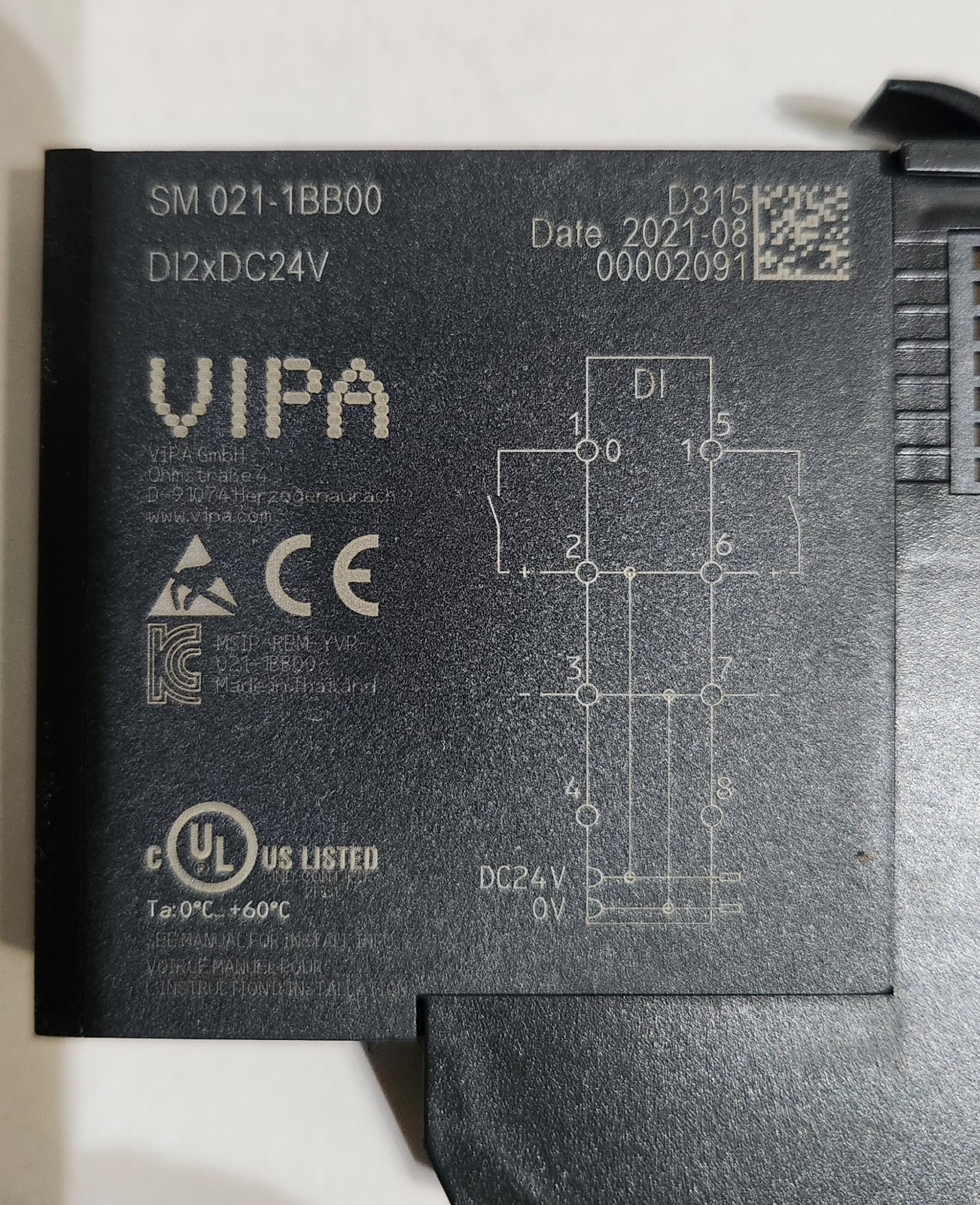 VIPA YASKAWA SM 021-1BB00 SLIO Digital Input Module DI 2xDC 24V PLC Automation