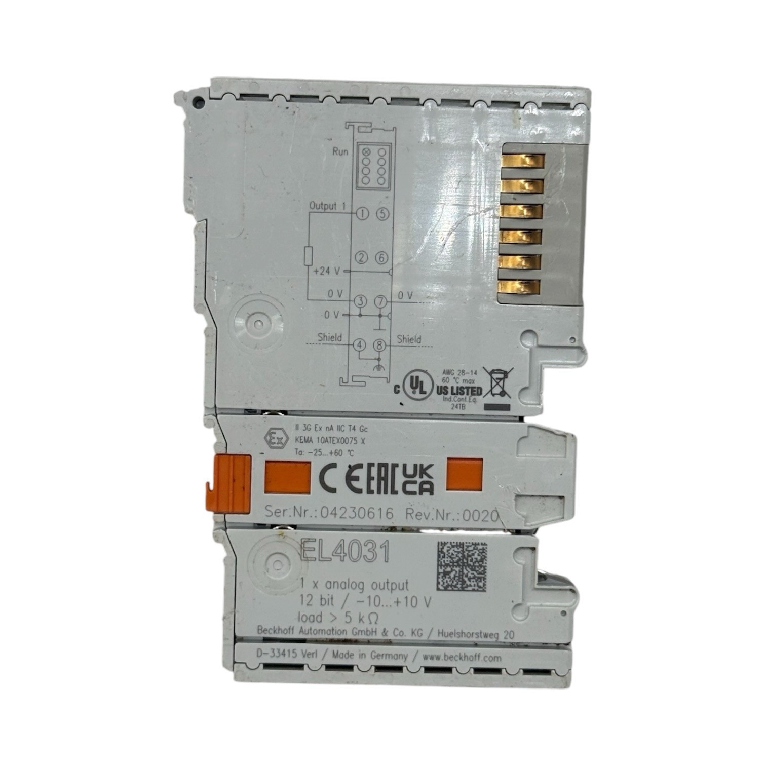 Beckhoff EL4031 EtherCAT 1-Channel Analog Output Terminal EL 4031