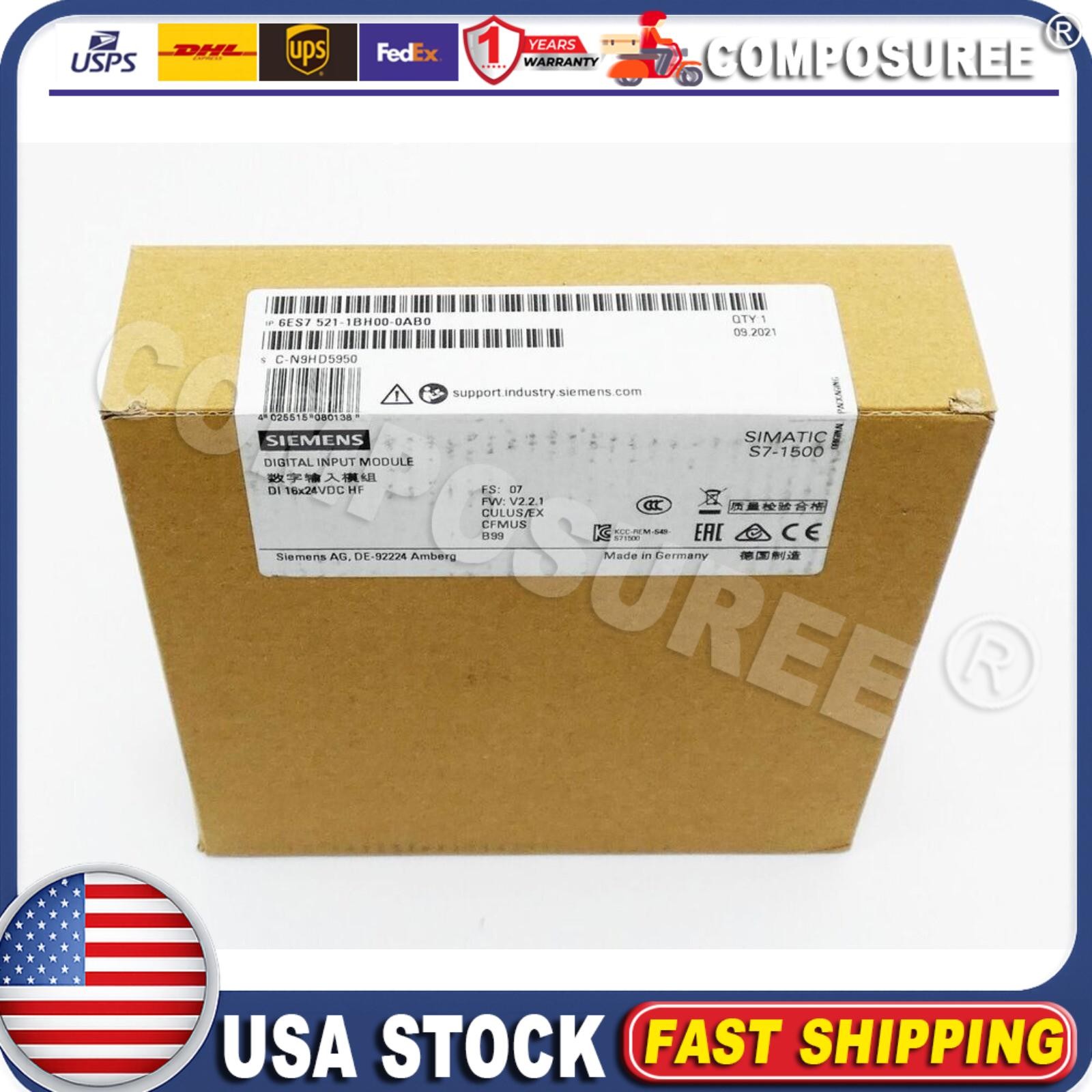 New Siemens 6ES7521-1BH00-0AB0 SIMATIC S7-1500 digital input 6ES7 521-1BH00-0AB0