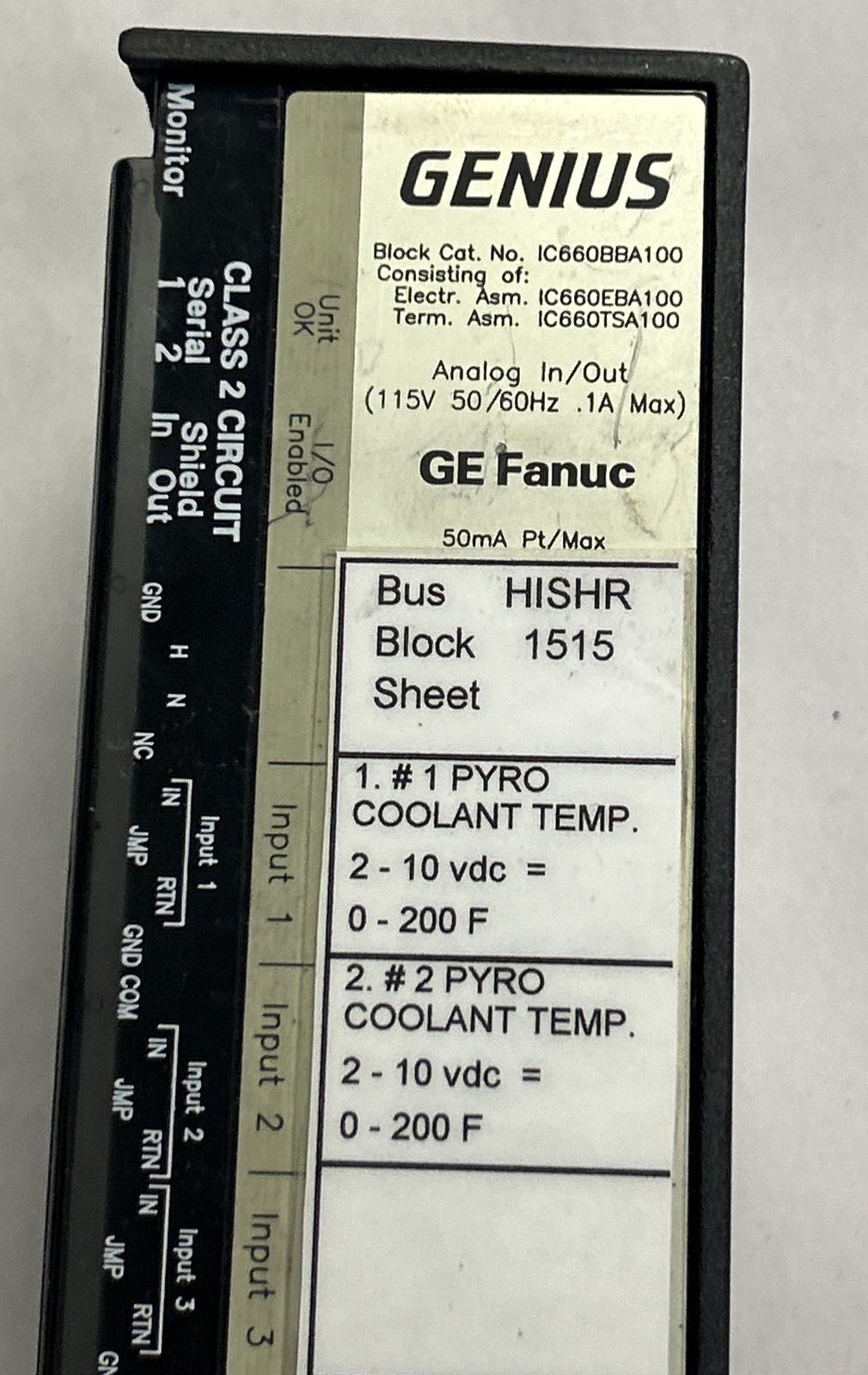 GE FANUC,IC660BBA100,GENIUS BLOCK I/O MODULE