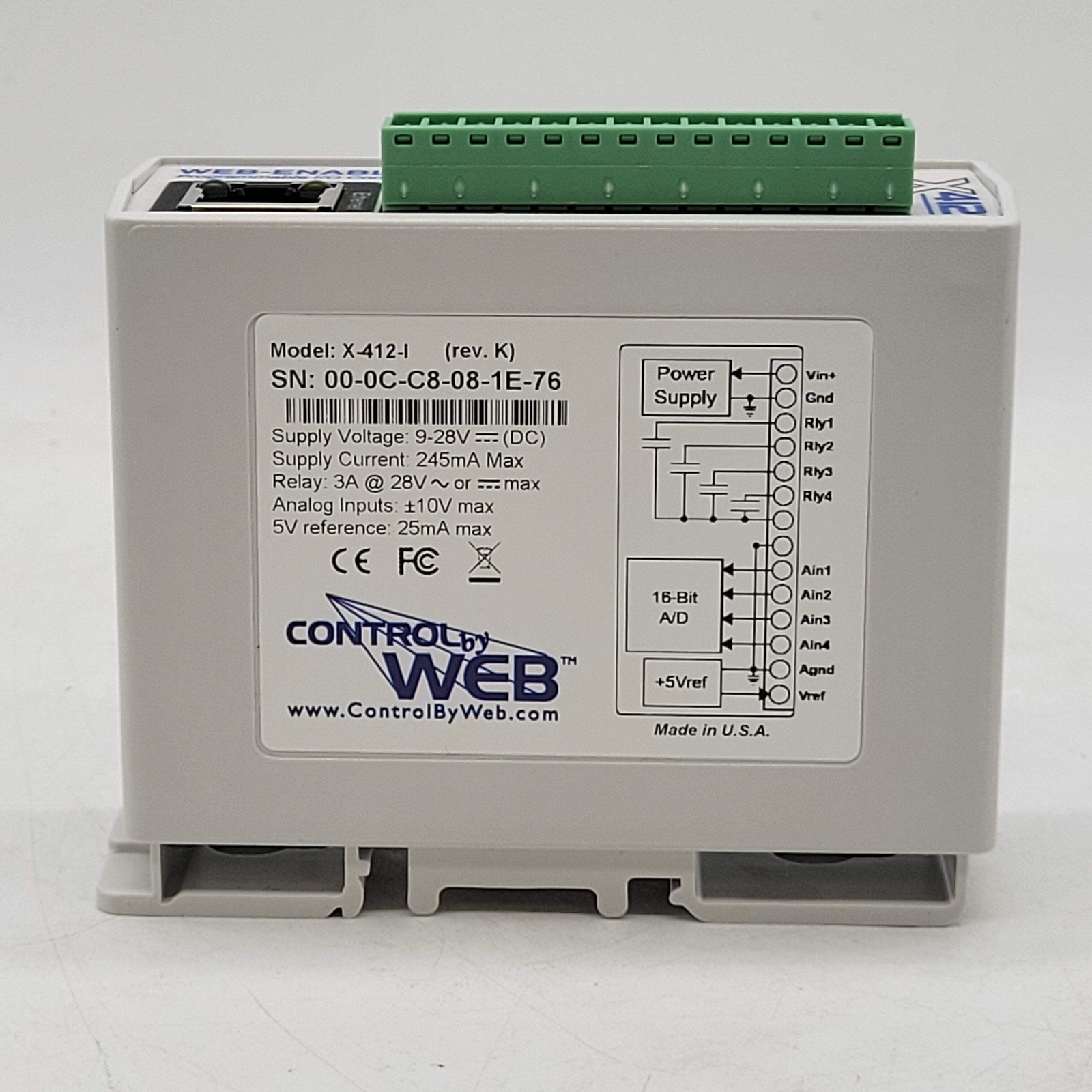 New Control by WEB X412 Programmable Web-Enabled I/O Module X41-I