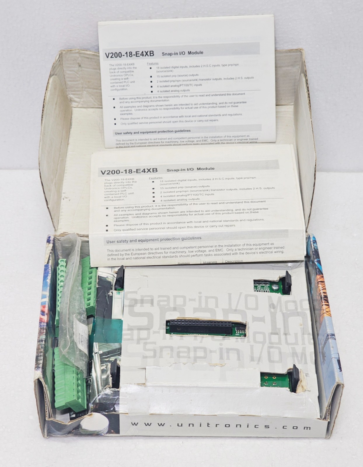 UNITRONICS V200-18-E4XB SNAP-IN I/O MODULE ANALOG/DIGITAL (NEW OPEN BOX) #1