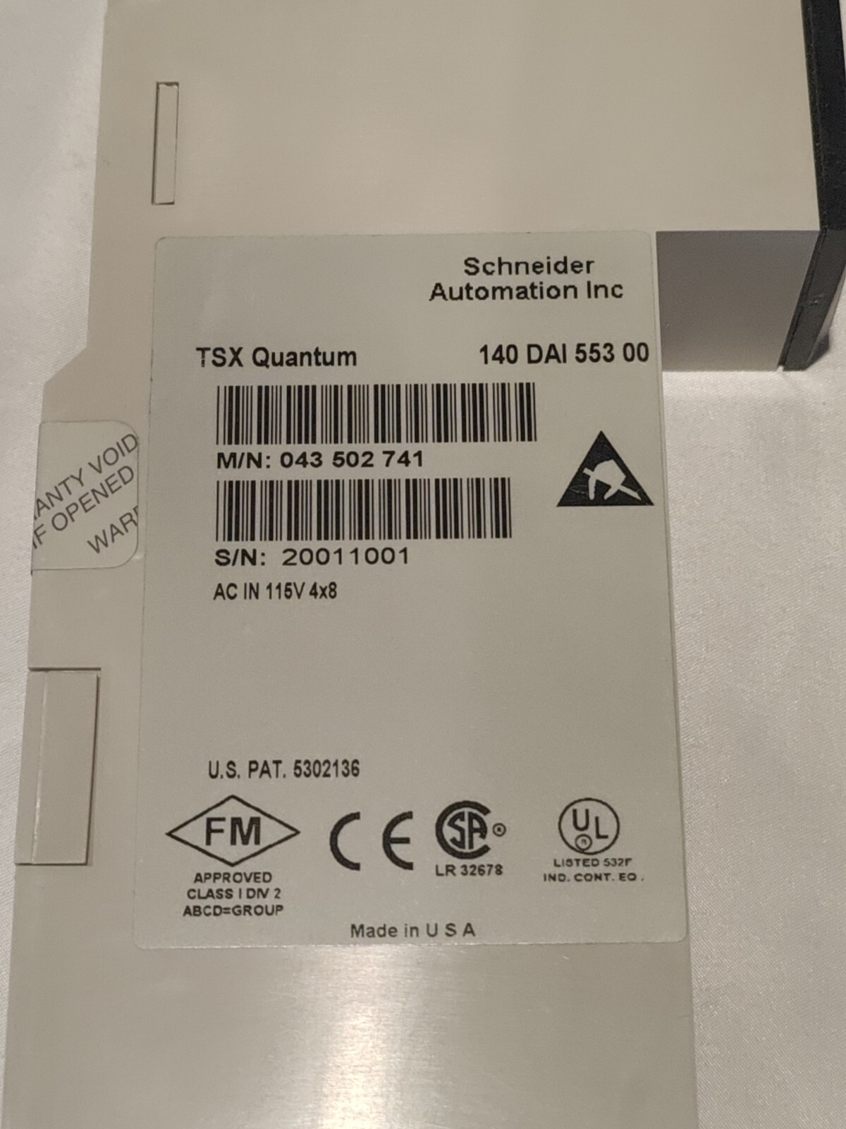 Schneider Electric 140DAI55300 Modicon Quantum 32-P Discrete 115VAC Input Module