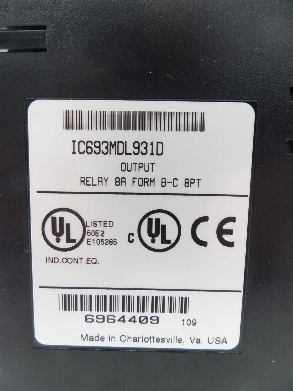 GE Fanuc IC693MDL931D Output Module Relay 8A Form B-C 8pt