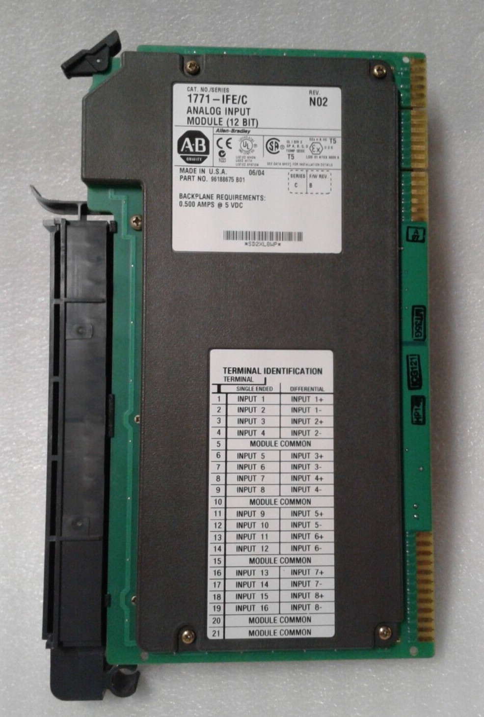 Allen-Bradley 1771-IFE /C Analog Input Module (12 Bit) Ser. C F/W Rev. B Rev N02