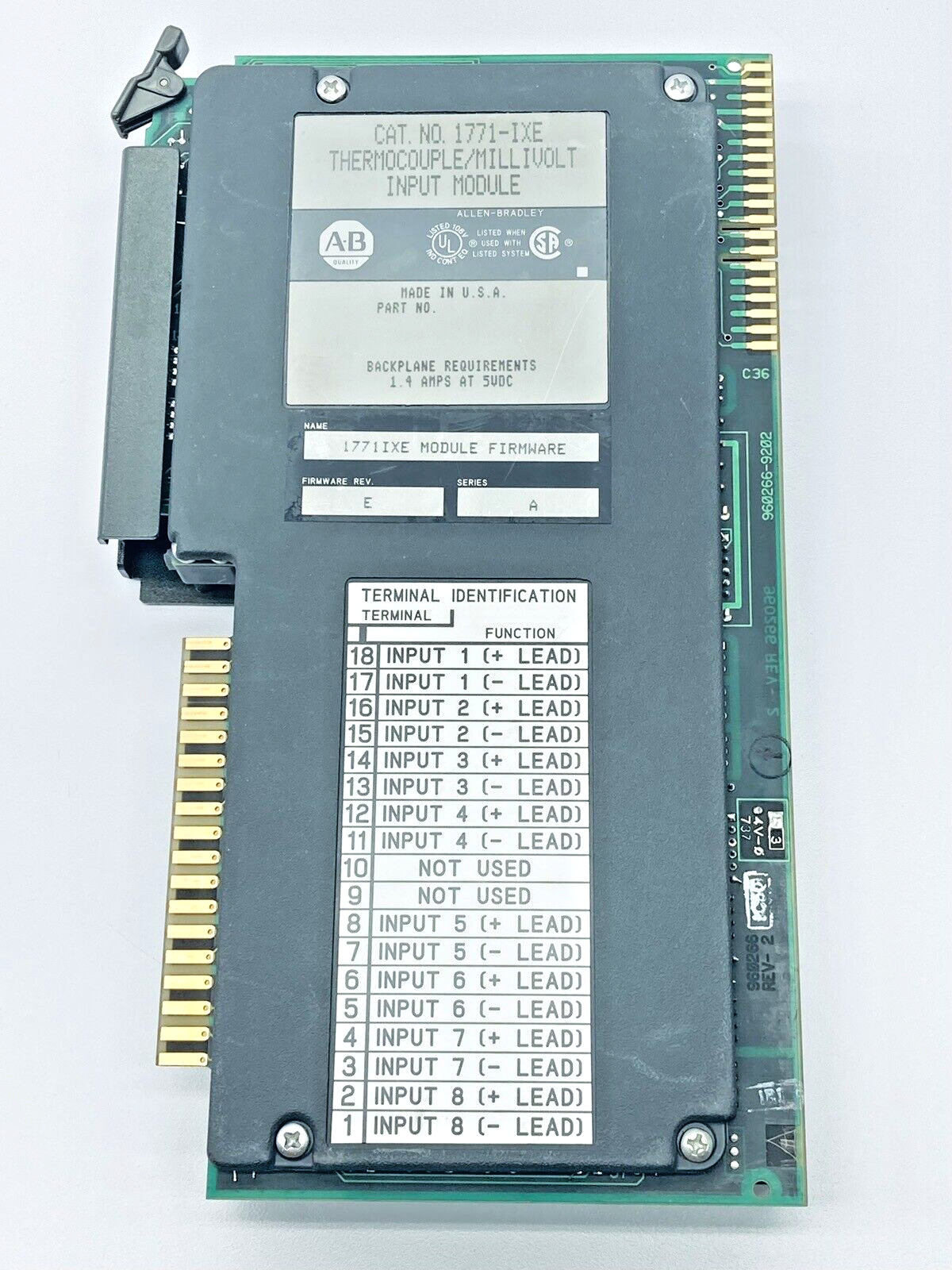 ALLEN BRADLEY 1771-IXE THERMOCOUPLE / MILLIVOLT INPUT MODULE SER.A F/W REV:E