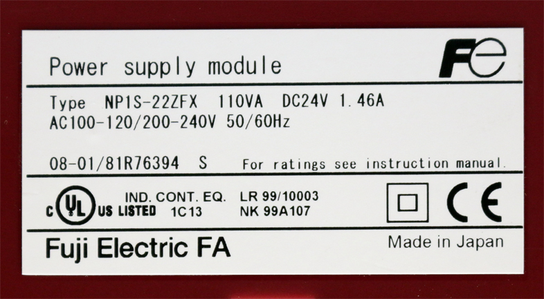 Fuji Electric NP1S-22ZFX Micrex-SX Power Supply Module