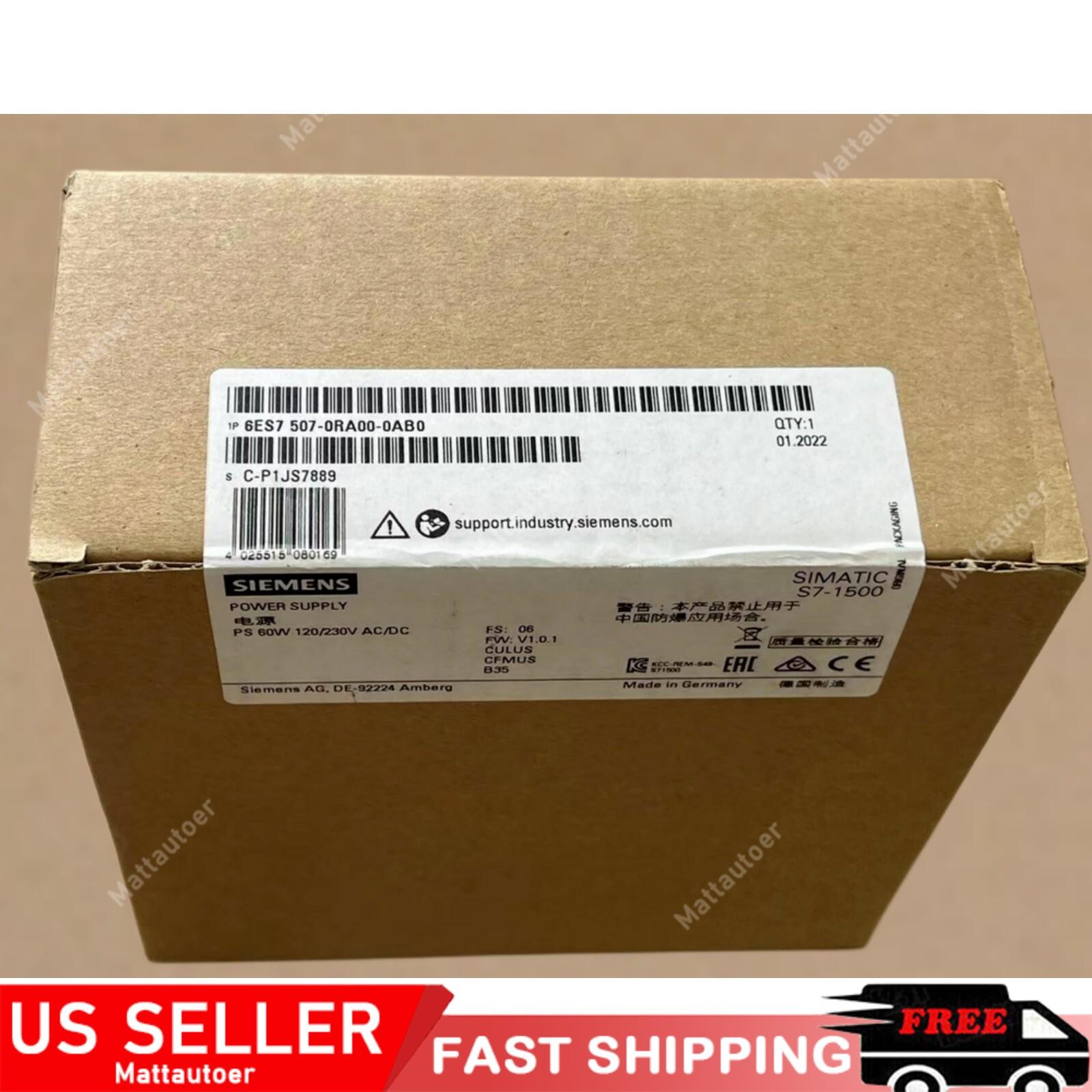 New Siemens SIMATIC S7-1500 system power 6ES7507-0RA00-0AB0 6ES7 507-0RA00-0AB0