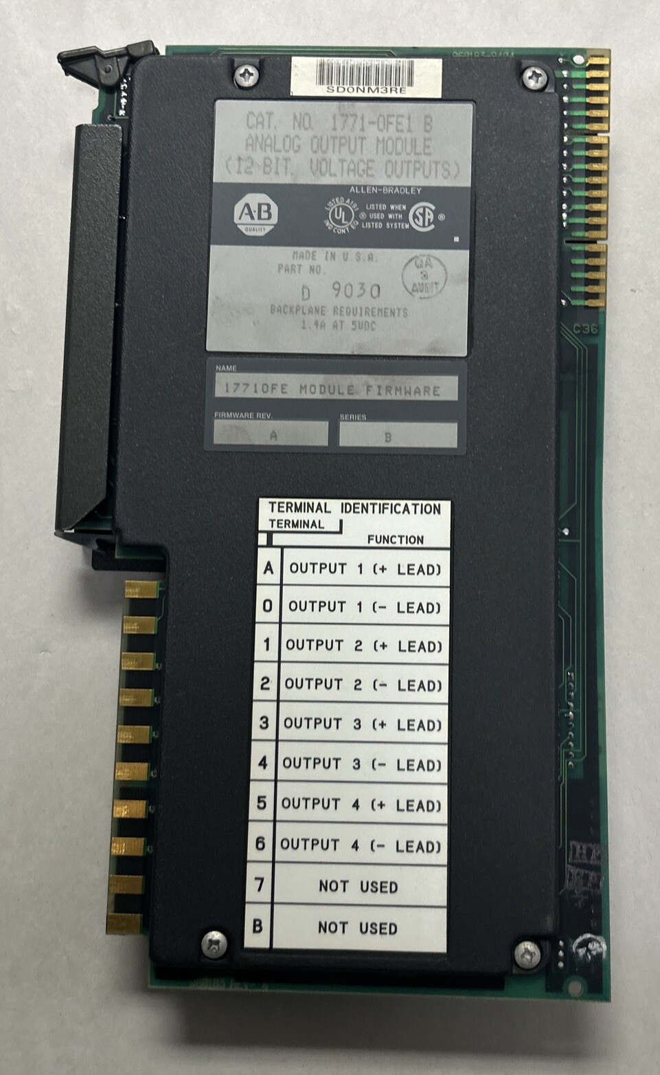 ALLEN BRADLEY,1771-OFE1,ANALOG OUTPUT MODULE