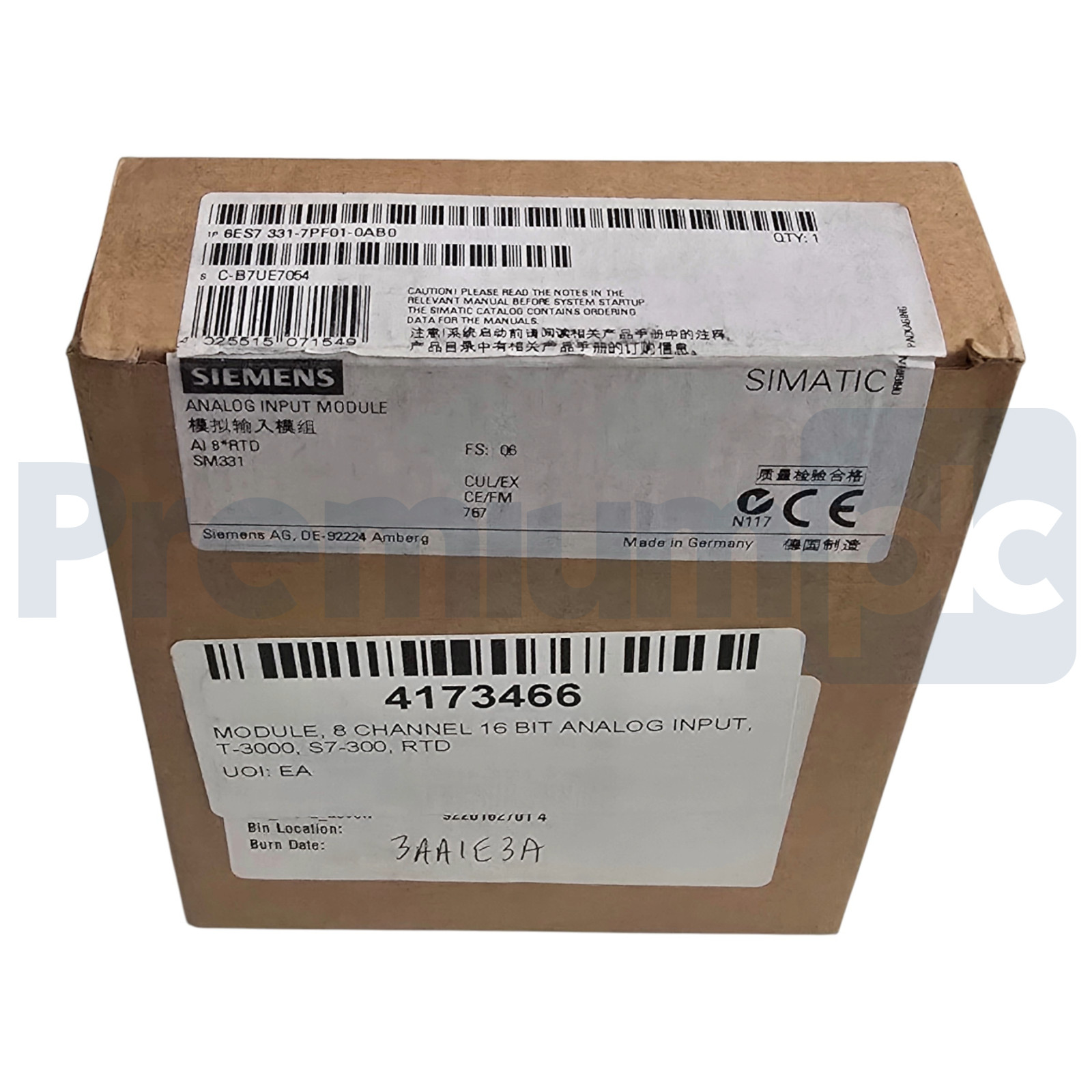 Siemens 6ES7331-7PF01-0AB0 SIMATIC S7-300 Analog Input SM331 8AI RTD 16-Bit NSMP