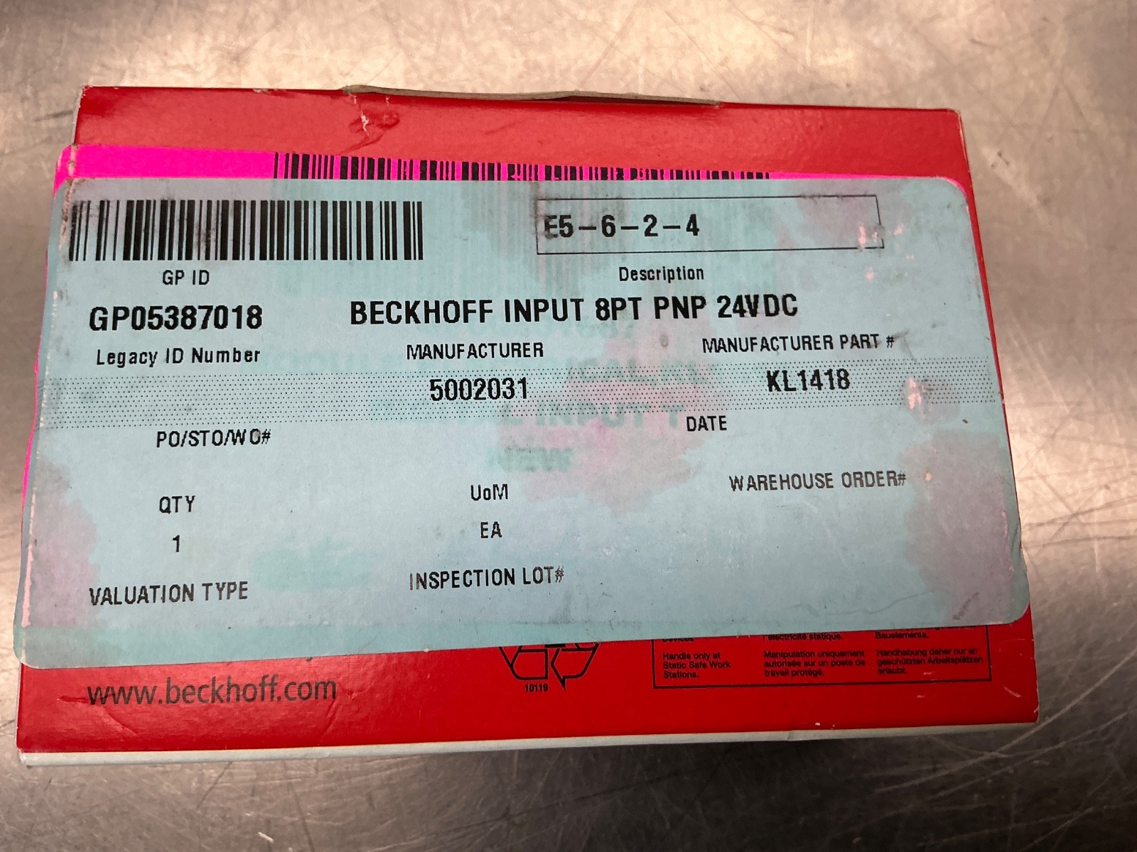 Beckhoff KL1418 Bus Terminal, 8-channel digital input, 24 V DC, 0.2 ms