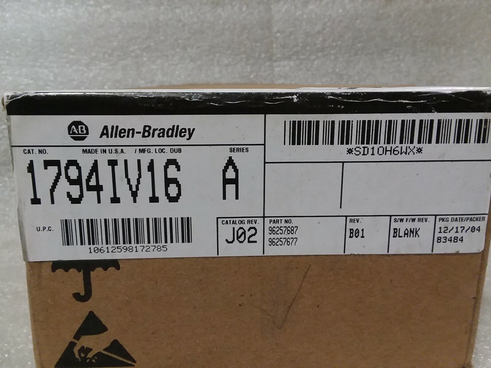 Factory Sealed – NEW NIB Allen Bradley 1794-IV16 Series A Flex I/O 12/17/04
