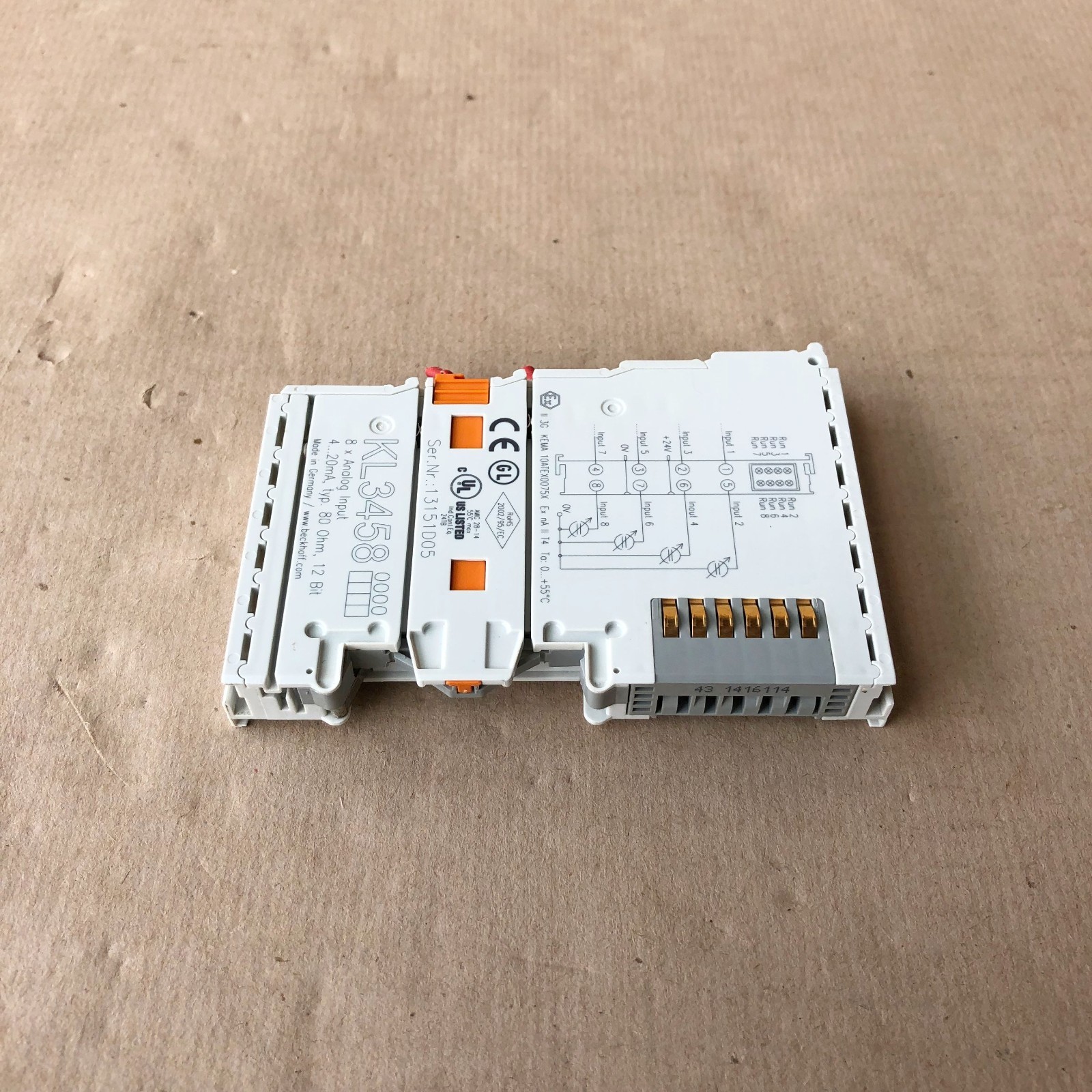 BECKHOFF KL3458 BUS TERMINAL 8-CHANNEL ANALOG INPUT MODULE