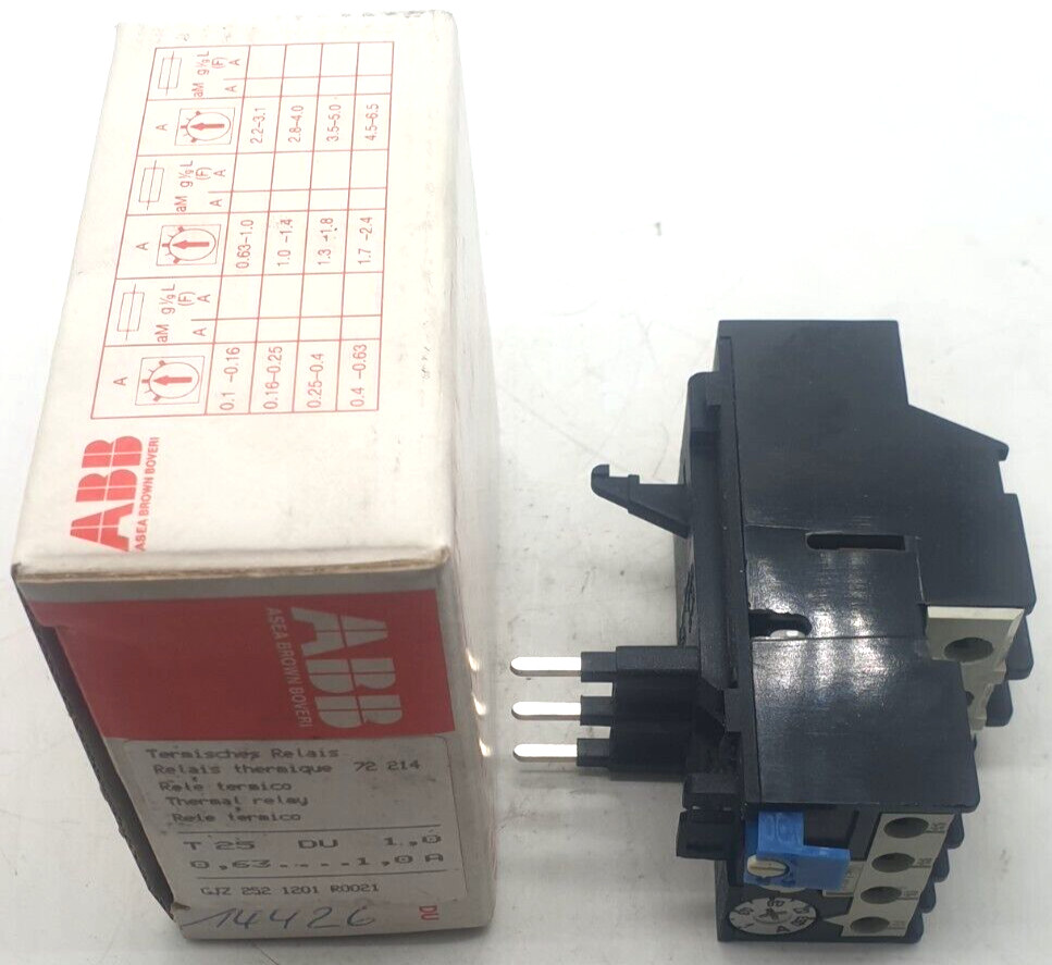 ABB T25 DU 1.0 thermal relay 0.63A – 1.0A new original packaging