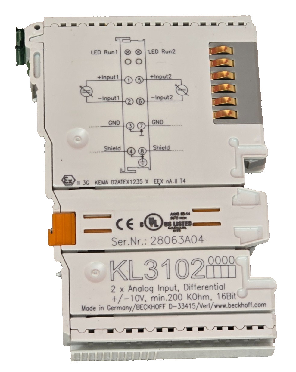 KL3102 | Bus Terminal, 2-Channel Analog Input, Voltage, 16 bit, Differential