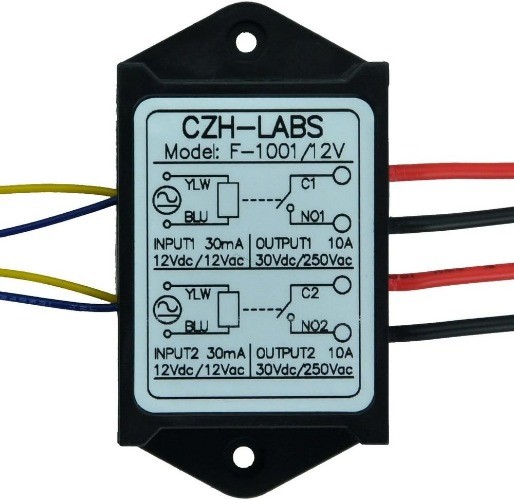 Electronics Salon SPST NO 10Amp Power Relay Module 12V AC DC Control Voltage