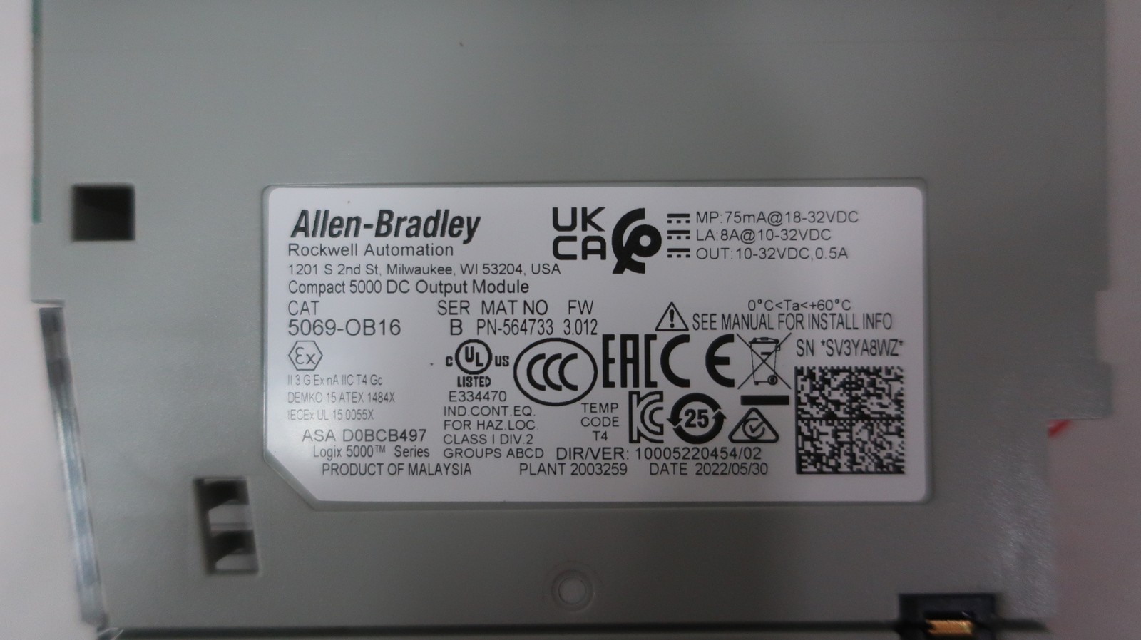 Genuine Allen Bradley 5069-OB16 Logix 5000 Compact 5000 Dc Output Module Ser B