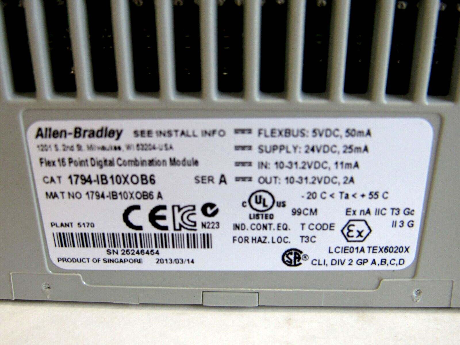 ALLEN BRADLEY 1794-IB10XOB6 I/O MODULE 1794IB10XOB6 NEW, SURPLUS